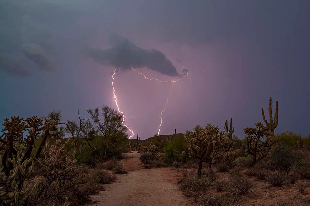 96 Ranch Rd Lightning Florence AZ, a fine art photograph by Janell Evelyn Baca, Casa de Baca Studios, Florence, Arizona