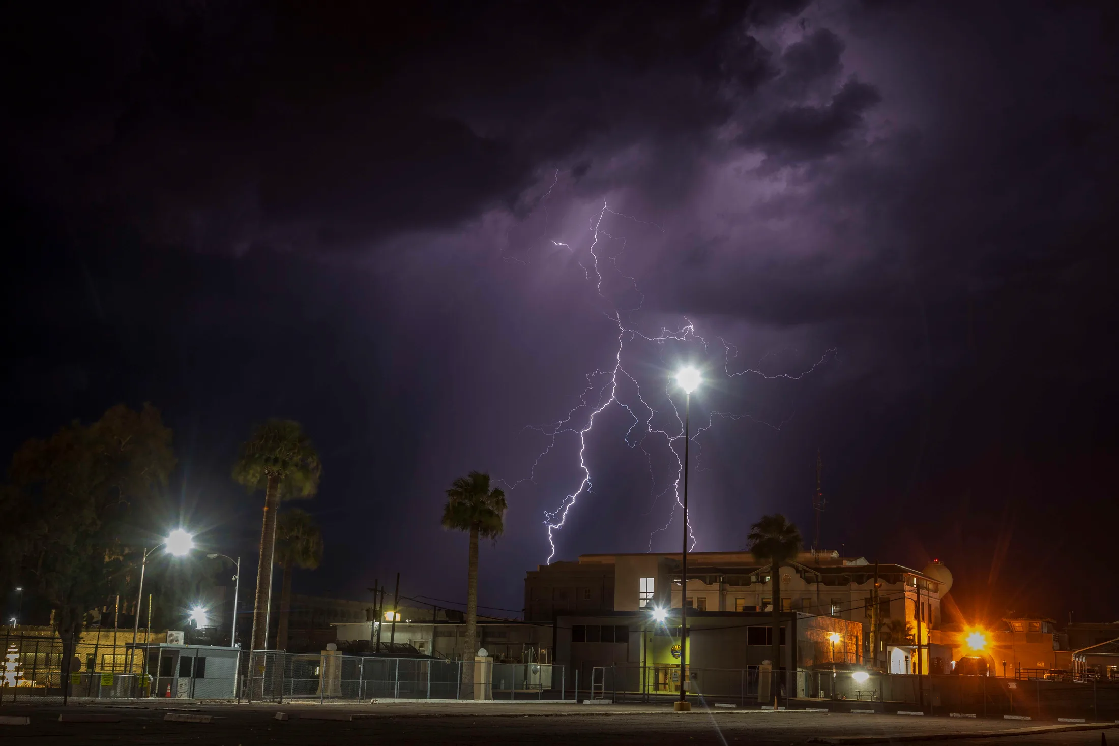 ASPC Florence, lightning, a fine art photograph by Michael Joseph Baca, Casa de Baca Studios, Florence, Arizona