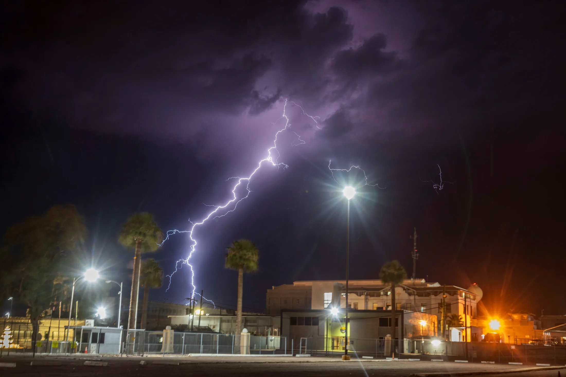 ASPC Florence, lightning, a fine art photograph by Michael Joseph Baca, Casa de Baca Studios, Florence, Arizona