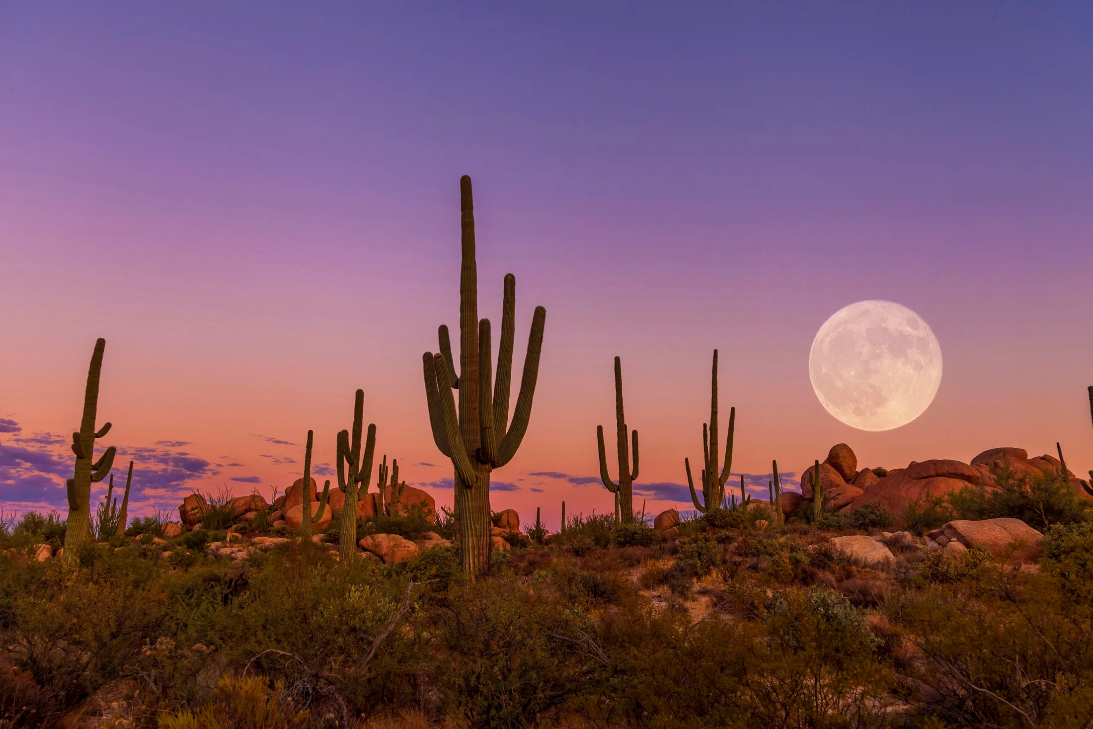 Boulder's Moon Florence AZ, a fine art photograph by Michael Joseph Baca, Casa de Baca Studios, Florence, Arizona