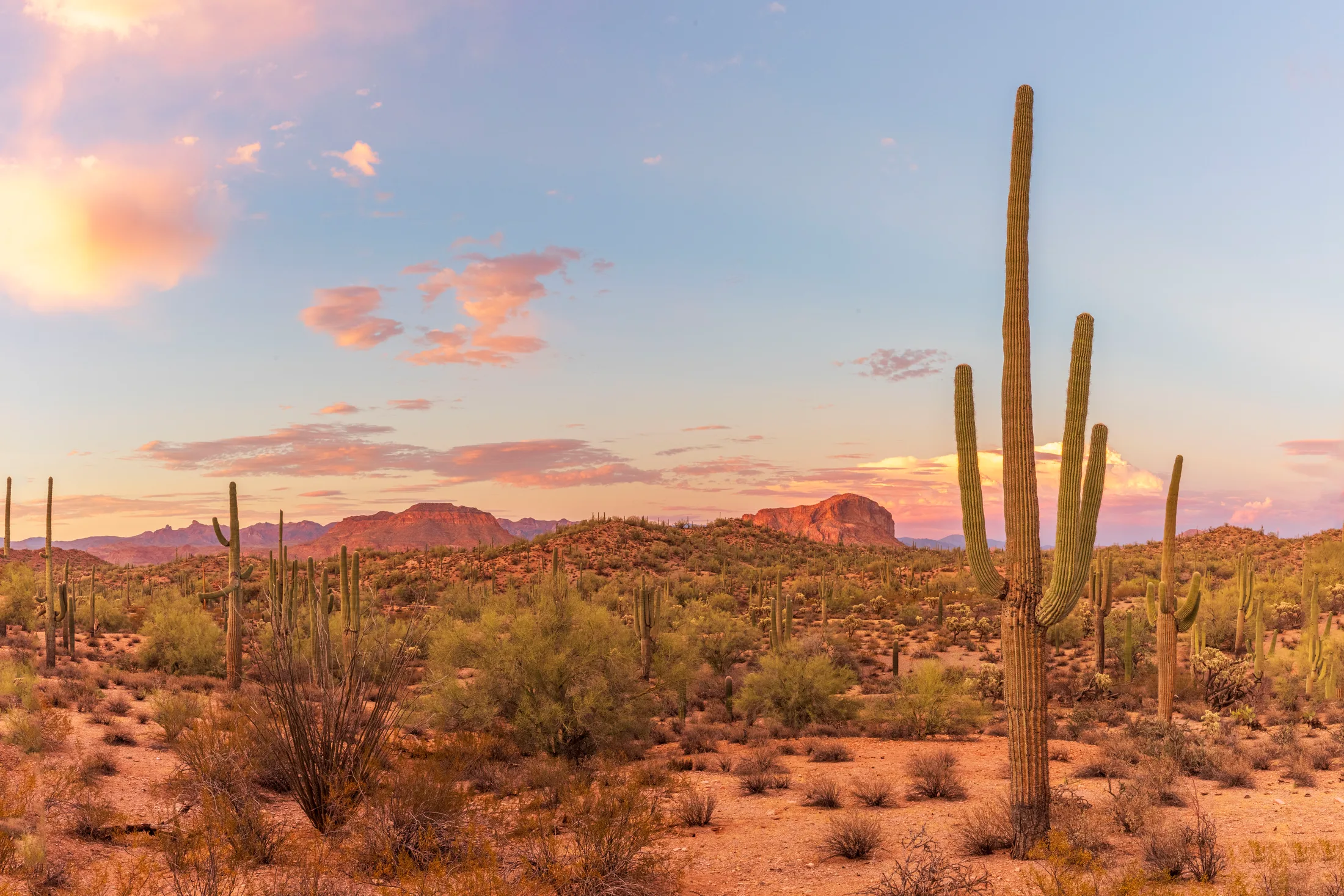 Buttes Florence AZ, sunset and sunrise, a fine art photograph by Michael Joseph Baca, Casa de Baca Studios, Florence, Arizona
