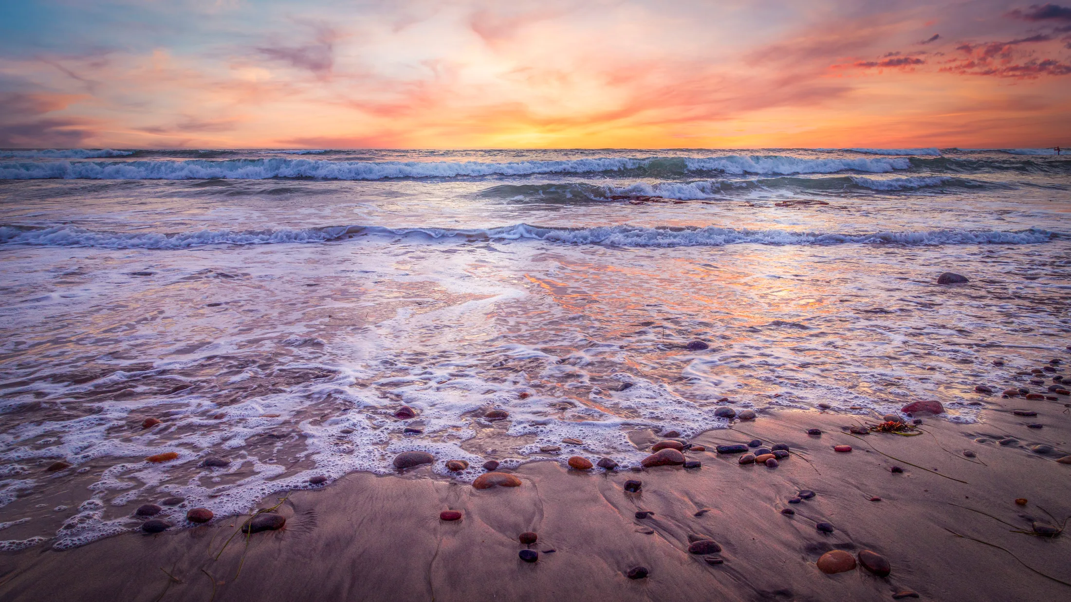 Carlsbad California, ocean and lake and river and pier, a fine art photograph by Michael Joseph Baca