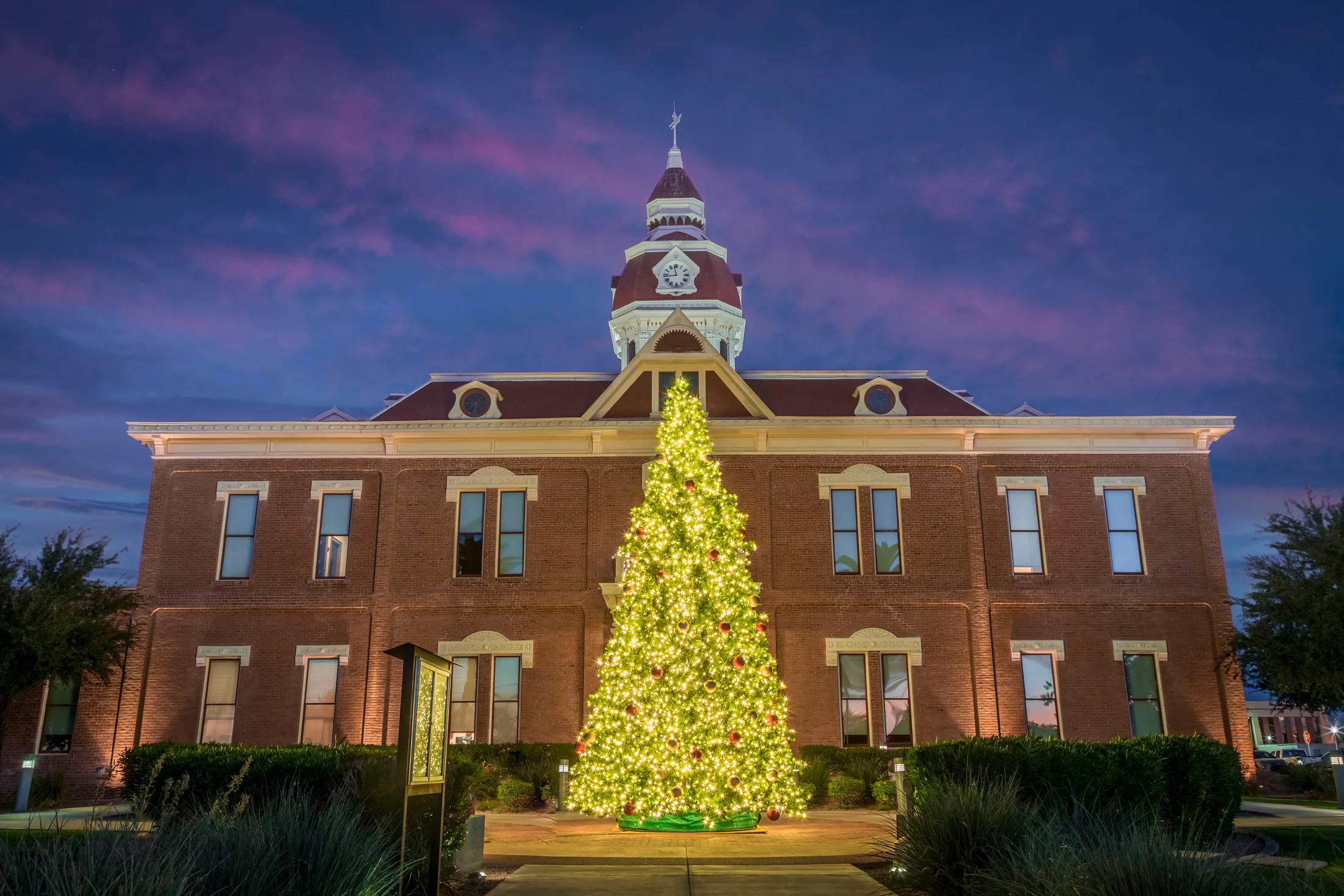 Christmas Tree at Pinal County Courthouse Florence AZ, architecture, a fine art photograph by Michael Joseph Baca
