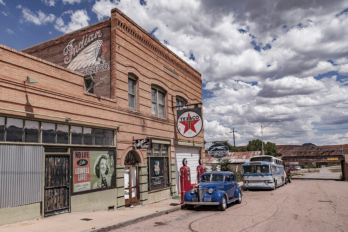 CJL08 Lowell near Bisbee Arizona, vehicles by Janell Evelyn Baca, Casa de Baca Studios, Florence, Arizona