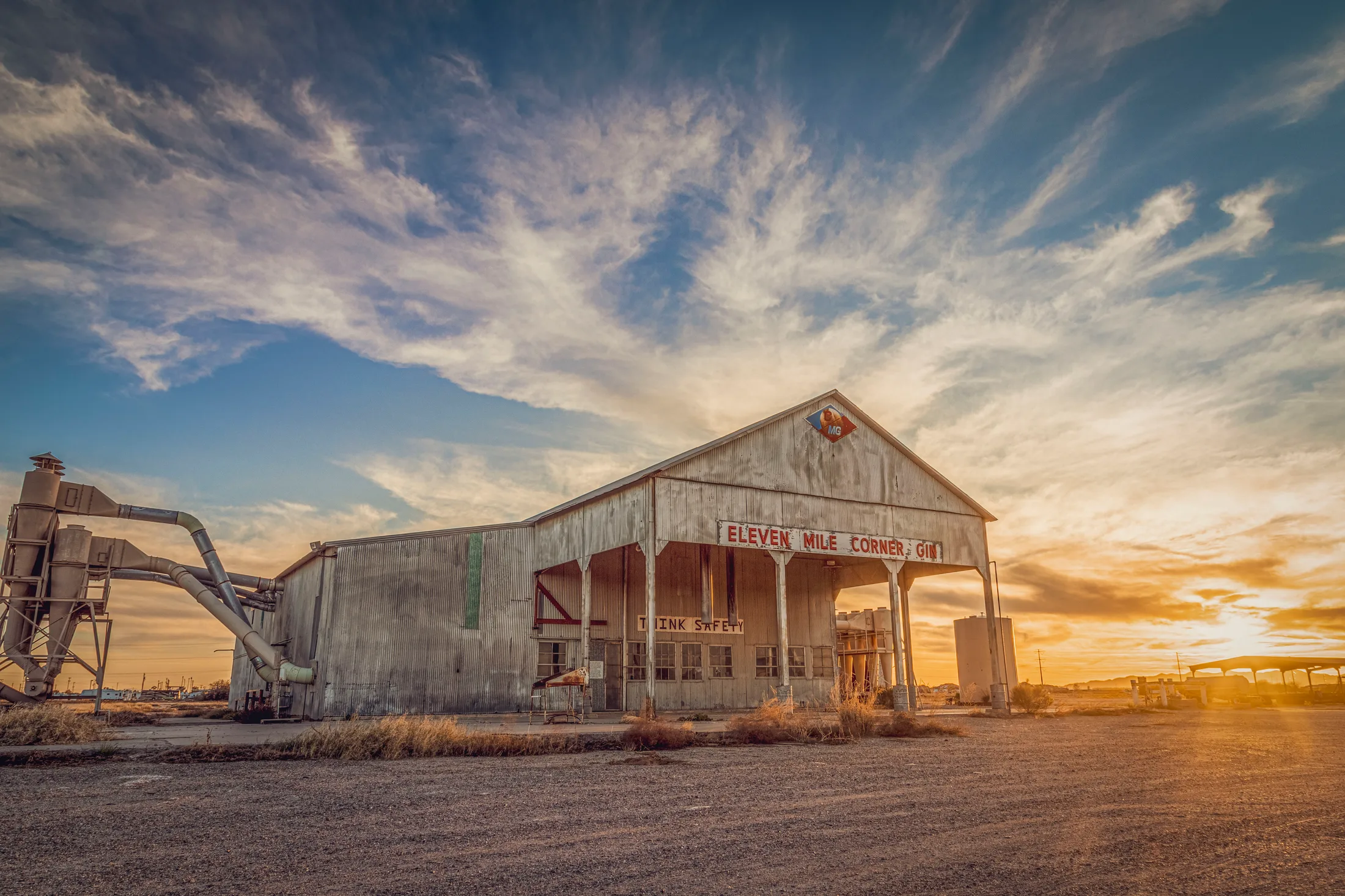 Cotton Gin at 11 Mile Corner AZ, architecture, a fine art photograph by Michael Joseph Baca