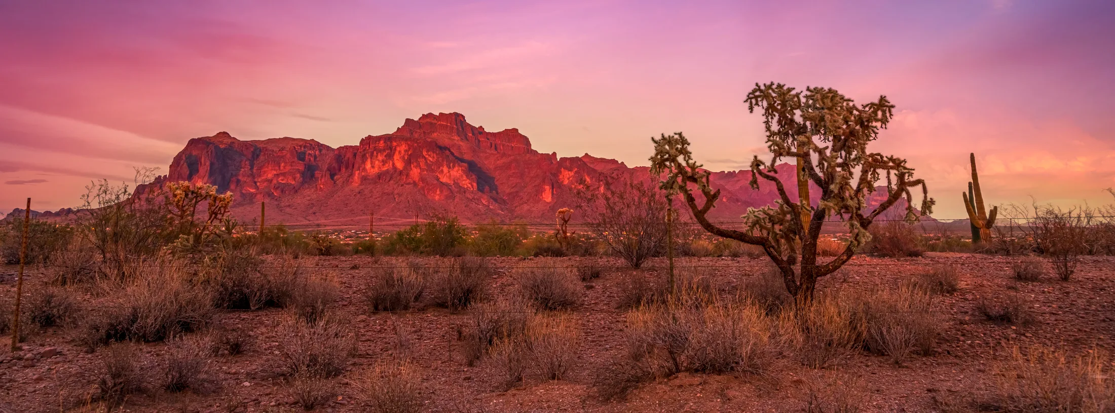 Cougar on Superstition Mountain September, sunset and sunrise, a fine art photograph by Michael Joseph Baca