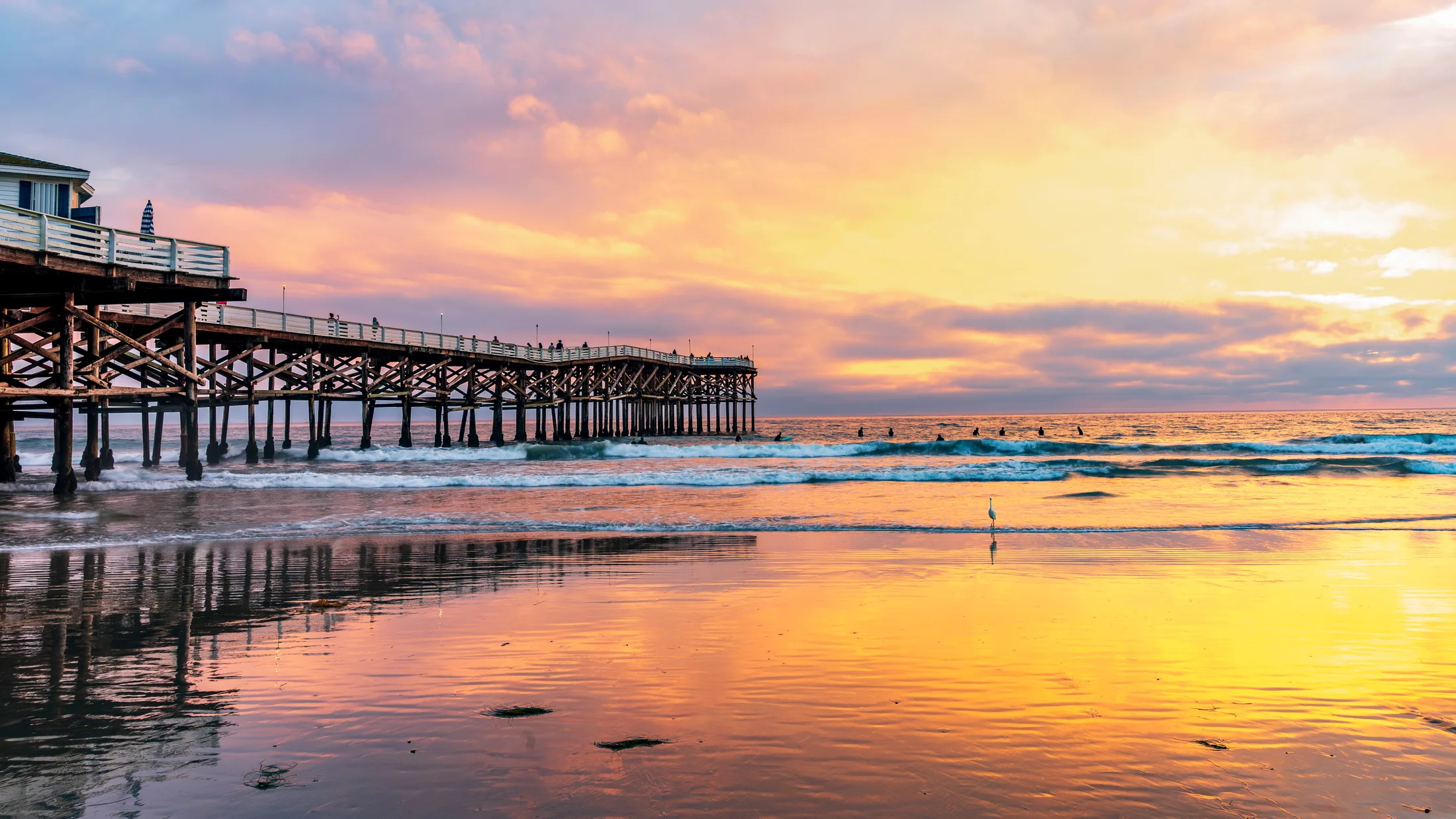 Crystal Pier San Diego CA, ocean and lake and river and pier, a fine art photograph by Michael Joseph Baca