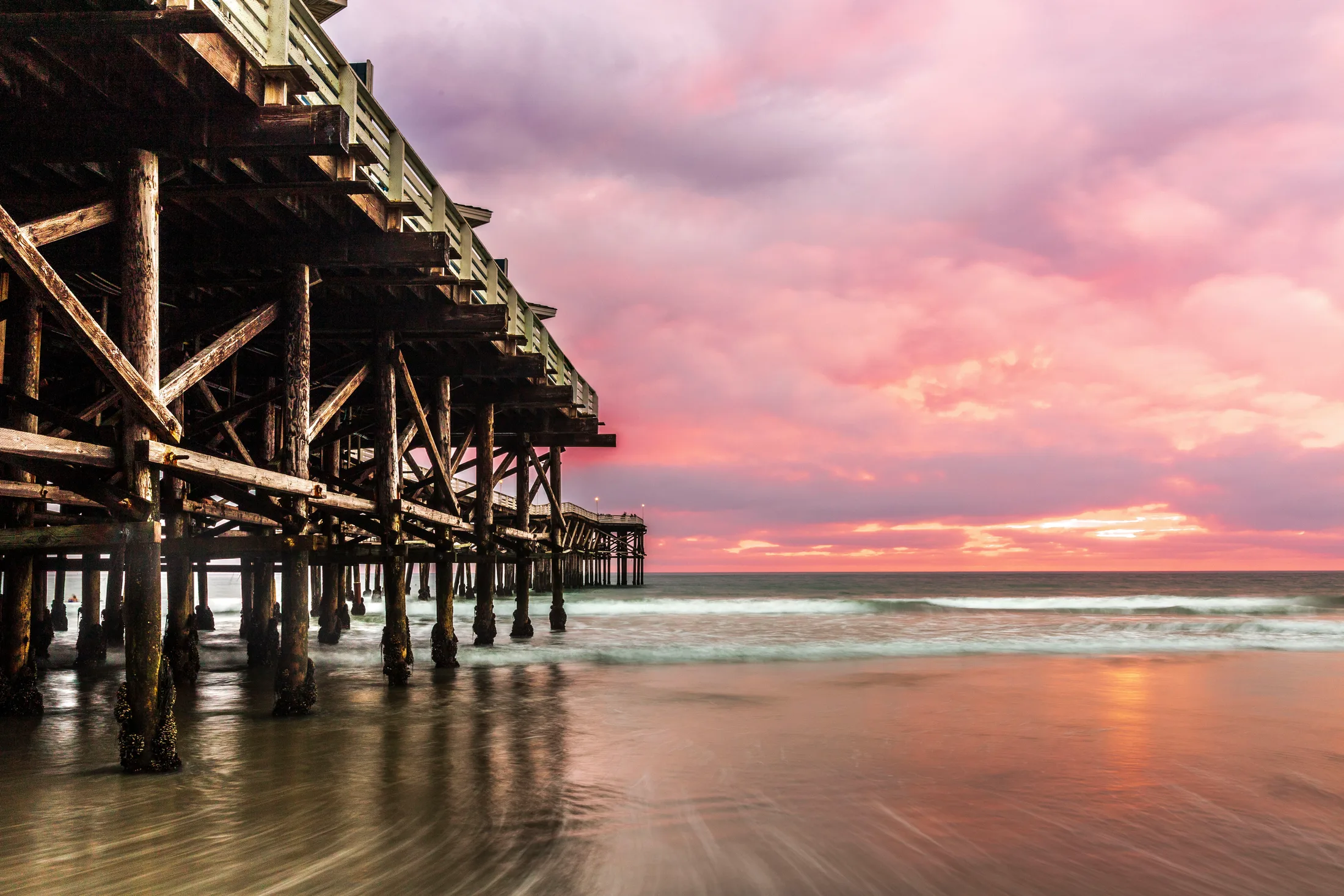 Crystal Pier San Diego CA, ocean and lake and river and pier, a fine art photograph by Michael Joseph Baca