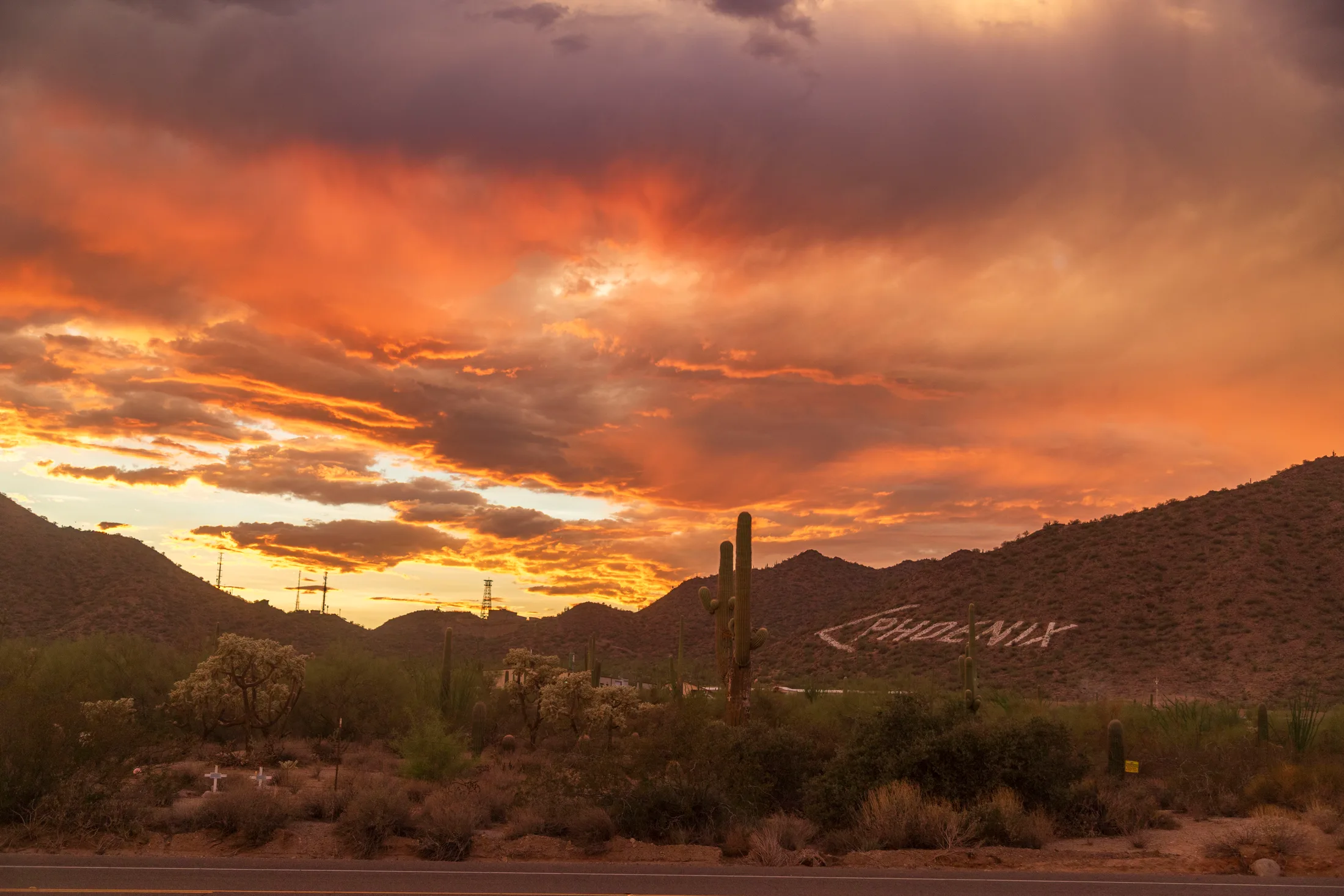 Ellsworth Rd Mesa AZ, sunset and sunrise, a fine art photograph by Michael Joseph Baca