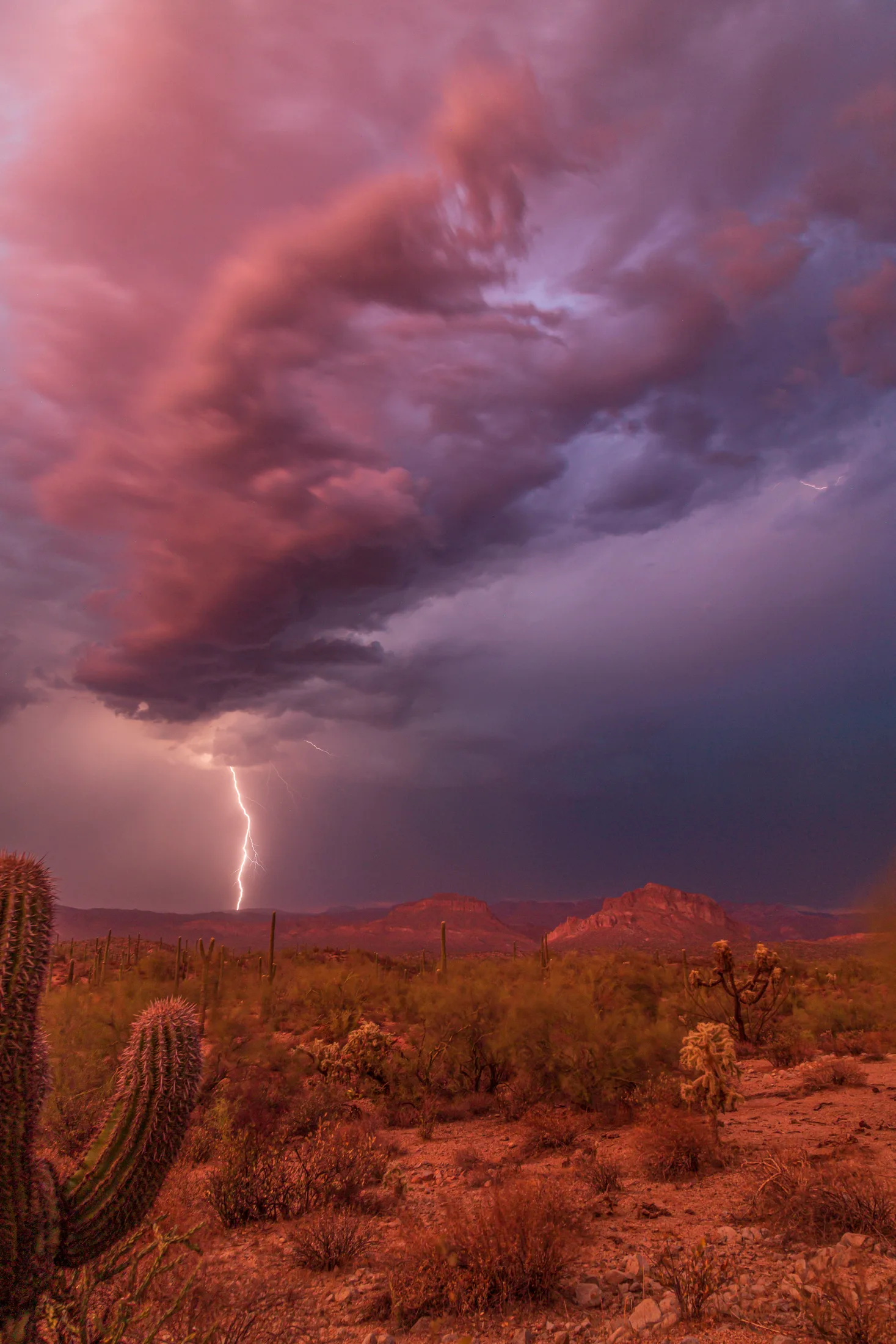 Florence AZ, lightning, a fine art photograph by Michael Joseph Baca, Casa de Baca Studios, Florence, Arizona