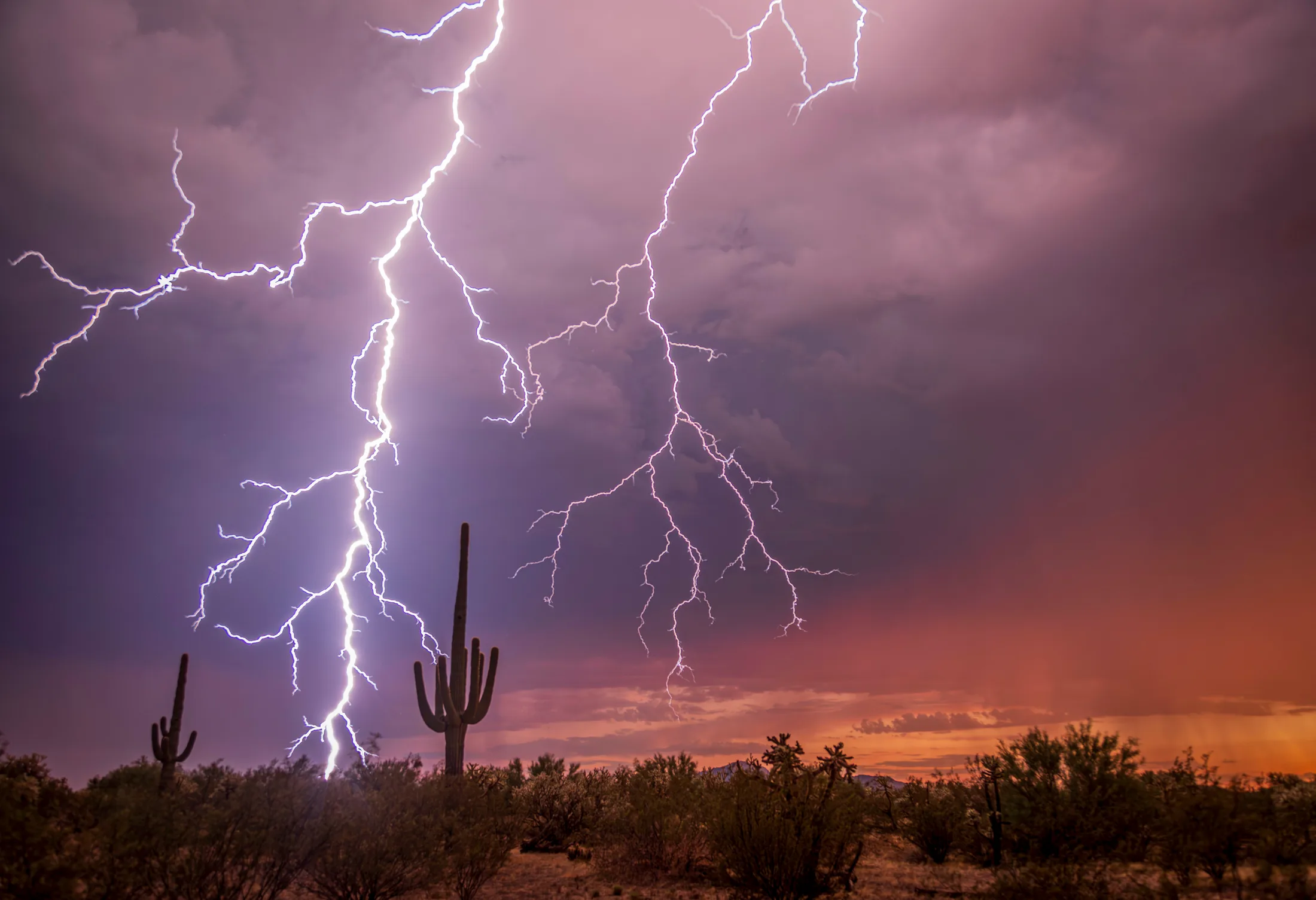 Florence AZ, lightning, a fine art photograph by Michael Joseph Baca, Casa de Baca Studios, Florence, Arizona