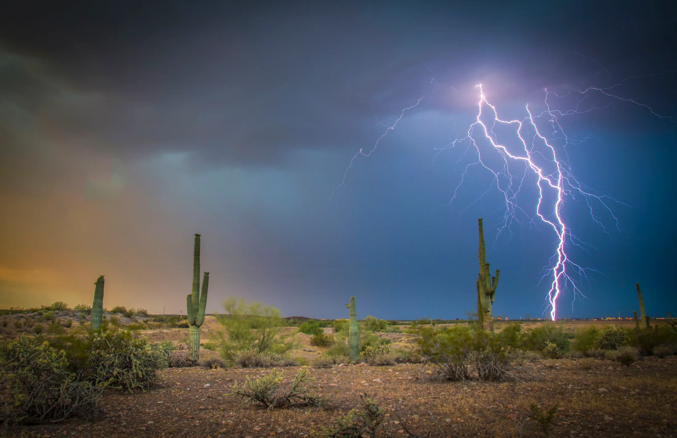 Florence AZ, lightning, a fine art photograph by Michael Joseph Baca, Casa de Baca Studios, Florence, Arizona