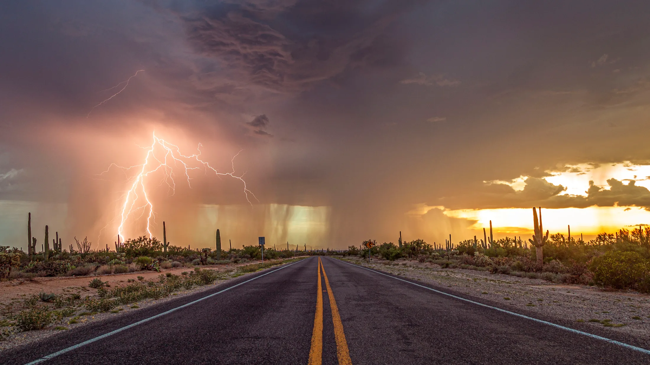 Florence AZ, lightning, a fine art photograph by Michael Joseph Baca, Casa de Baca Studios, Florence, Arizona