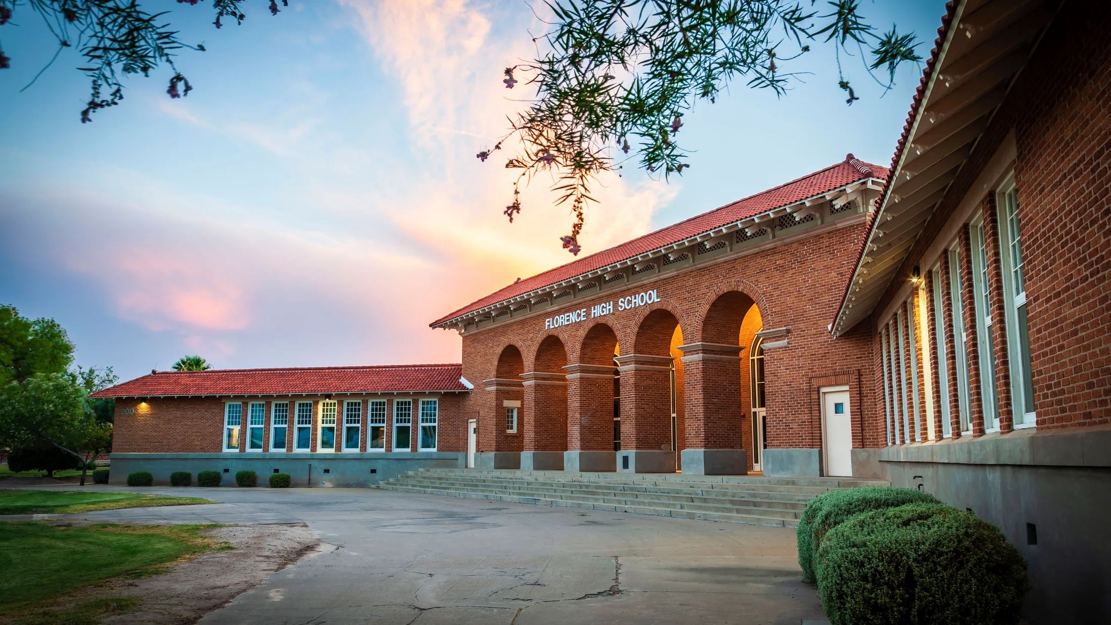 Florence Unified School District Office and Florence High School, architecture, a fine art photograph by Michael Joseph Baca