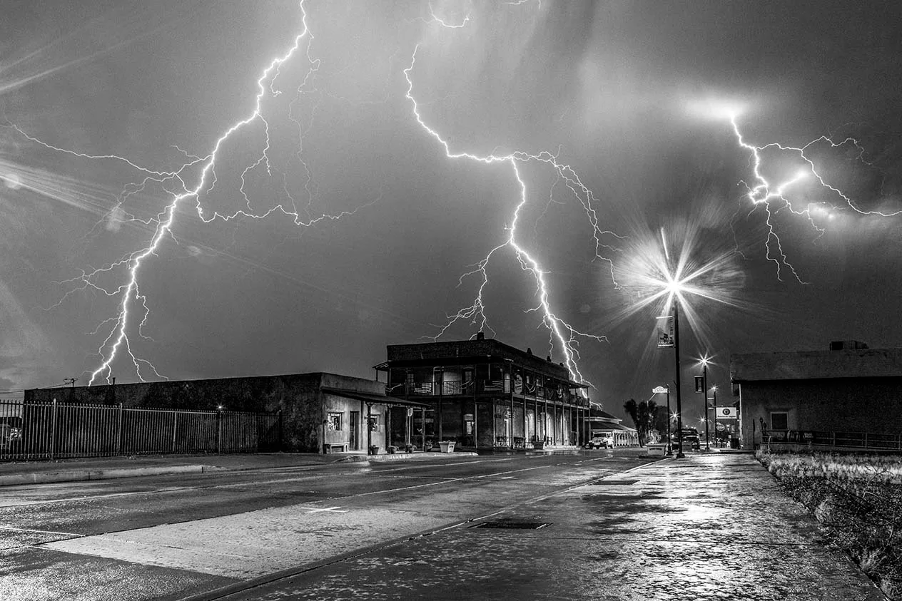 Historic Florence Lightning, a fine art photograph by Janell Evelyn Baca, Casa de Baca Studios, Florence, Arizona