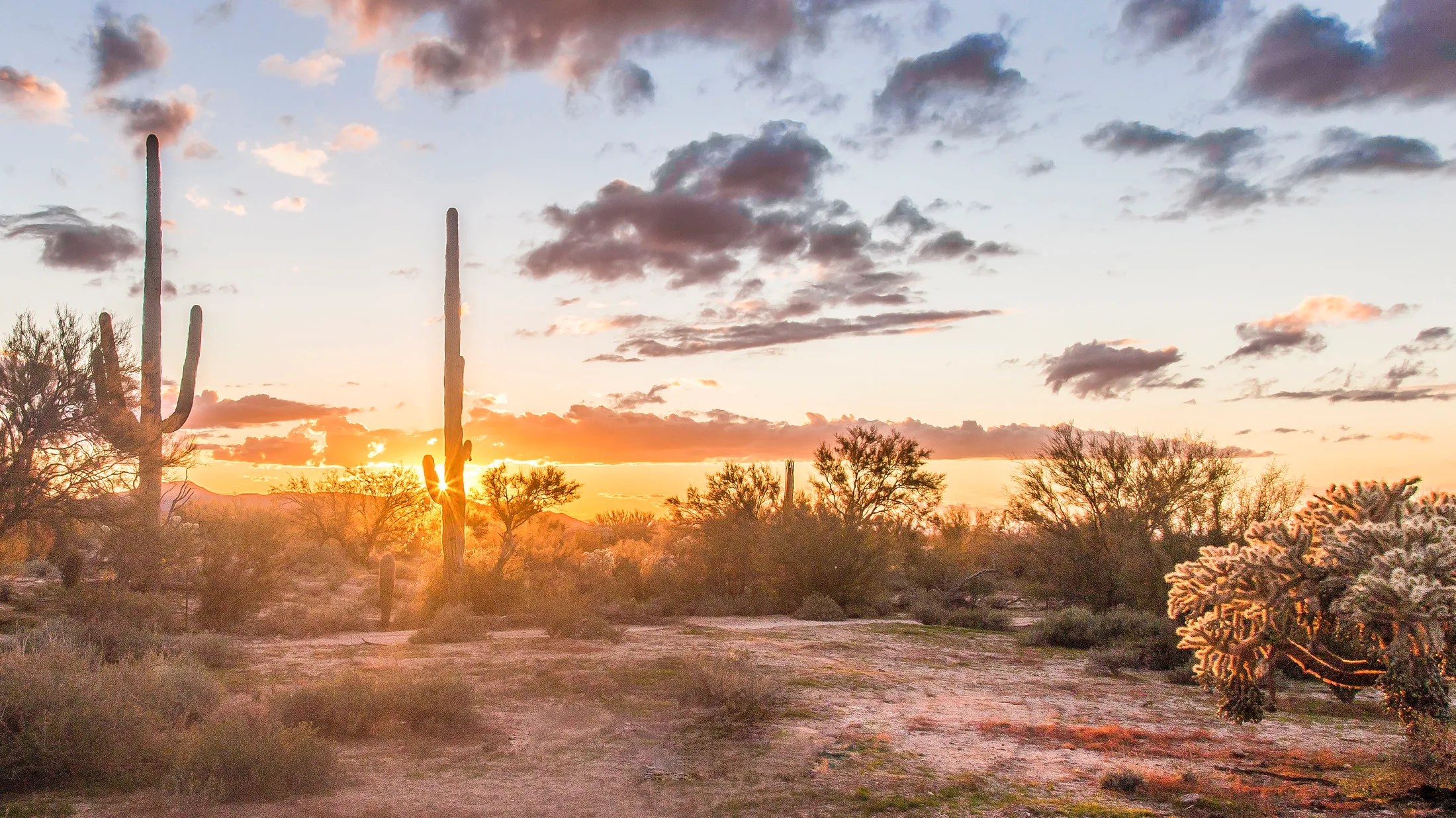 Hwy 79 South of Florence, sunset and sunrise, a fine art photograph by Michael Joseph Baca