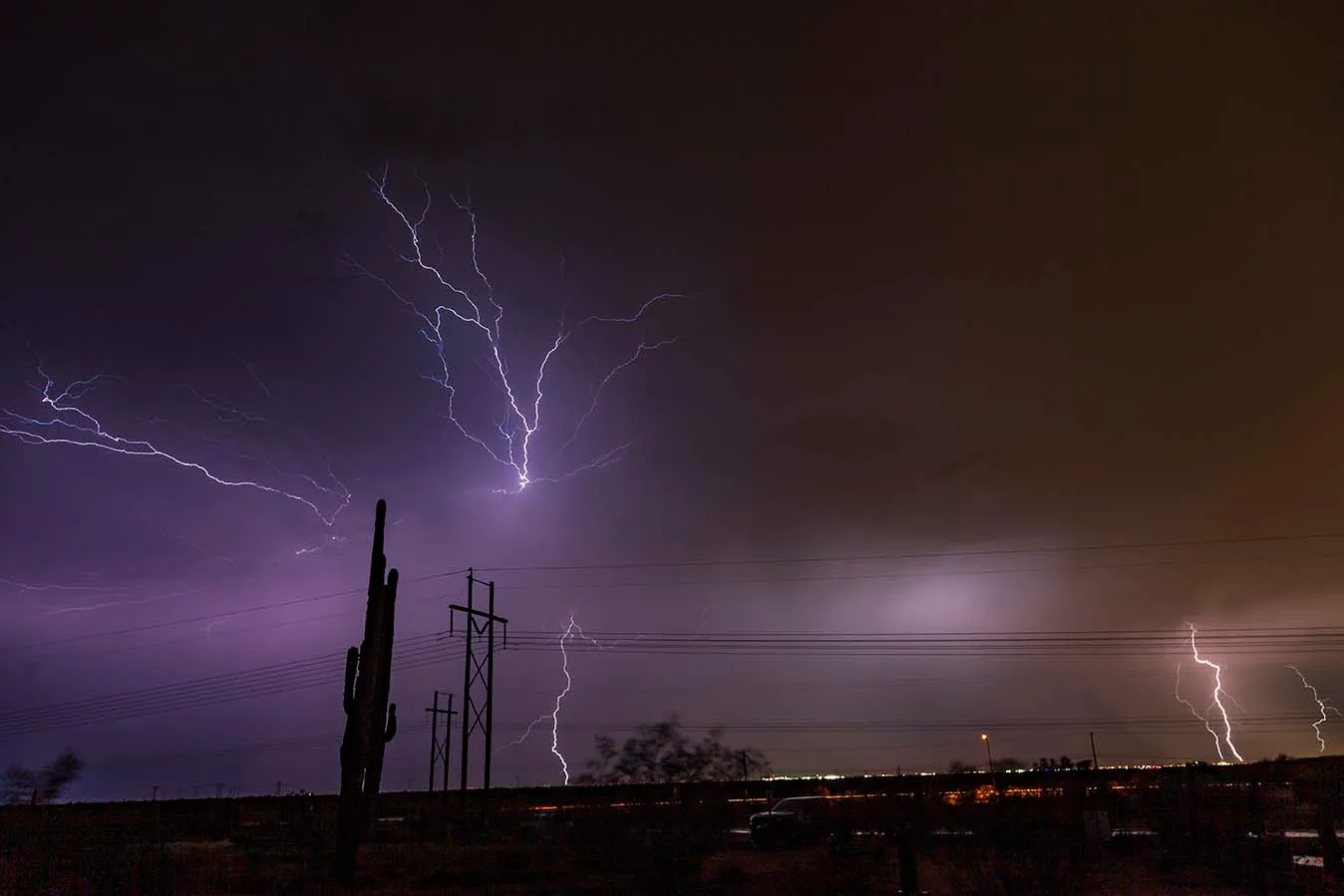 Lightning from Silly Mountain, a fine art photograph by Janell Evelyn Baca, Casa de Baca Studios, Florence, Arizona