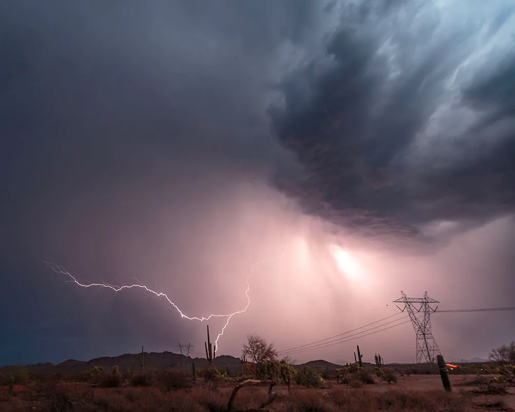 Lightning Skeleton Drifting Hwy 60 near Peralta, a fine art photograph by Janell Evelyn Baca