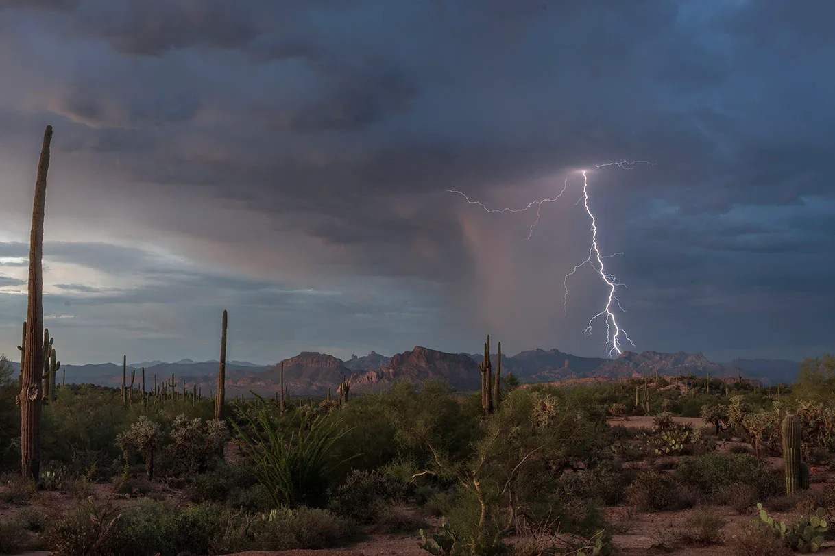 LJ055 Lightning & The Buttes by Janell Evelyn Baca, Casa de Baca Studios, Florence, Arizona