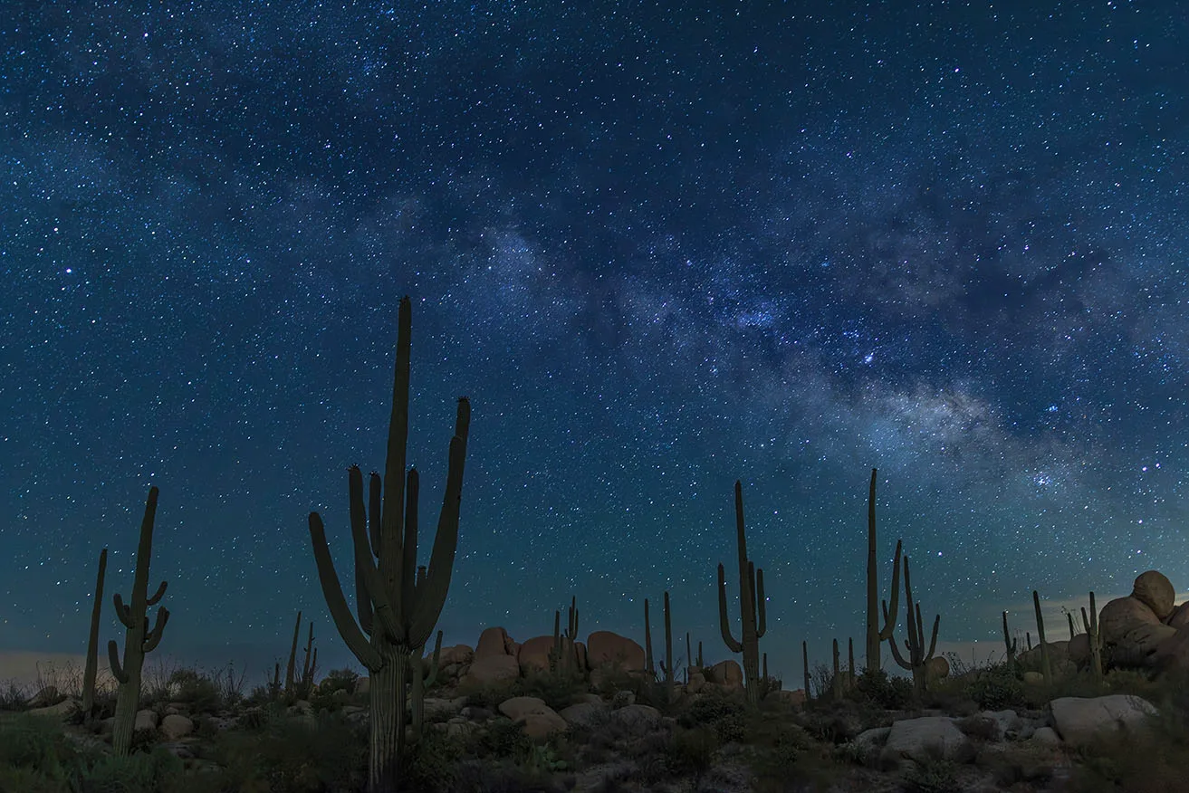 Milky Way at the Boulders Florence AZ, a fine art photograph by Janell Evelyn Baca, Casa de Baca Studios, Florence, Arizona