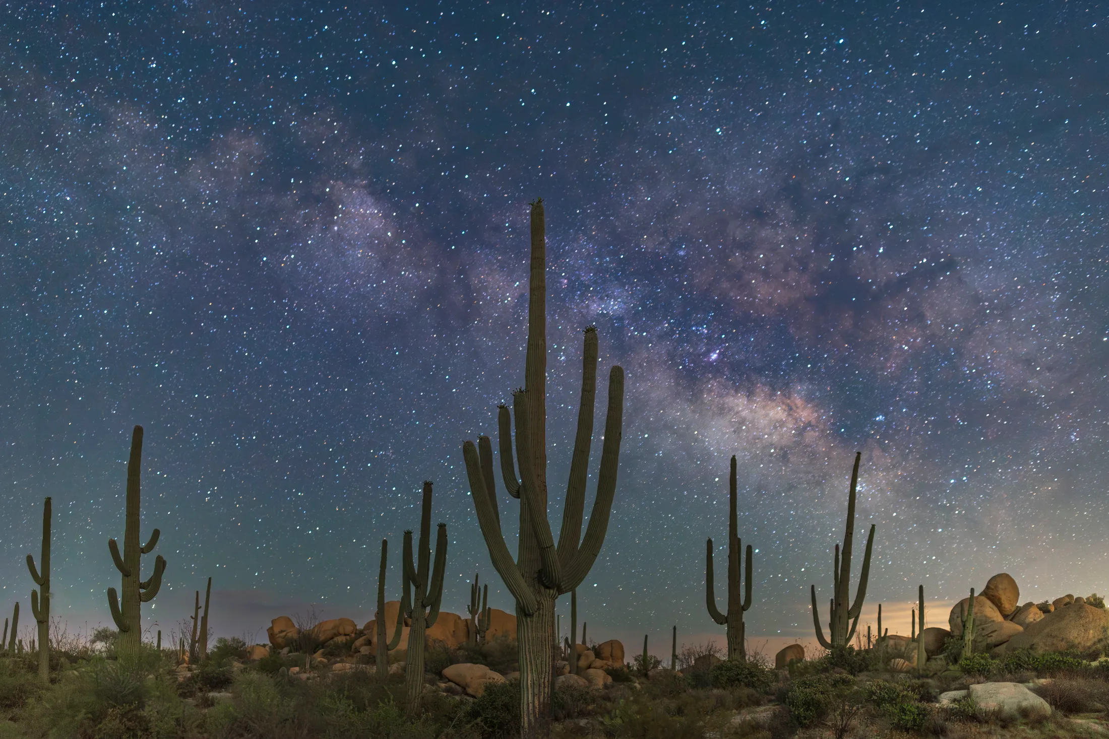 Milky Way Boulders Florence AZ, a fine art photograph by Michael Joseph Baca, Casa de Baca Studios, Florence, Arizona