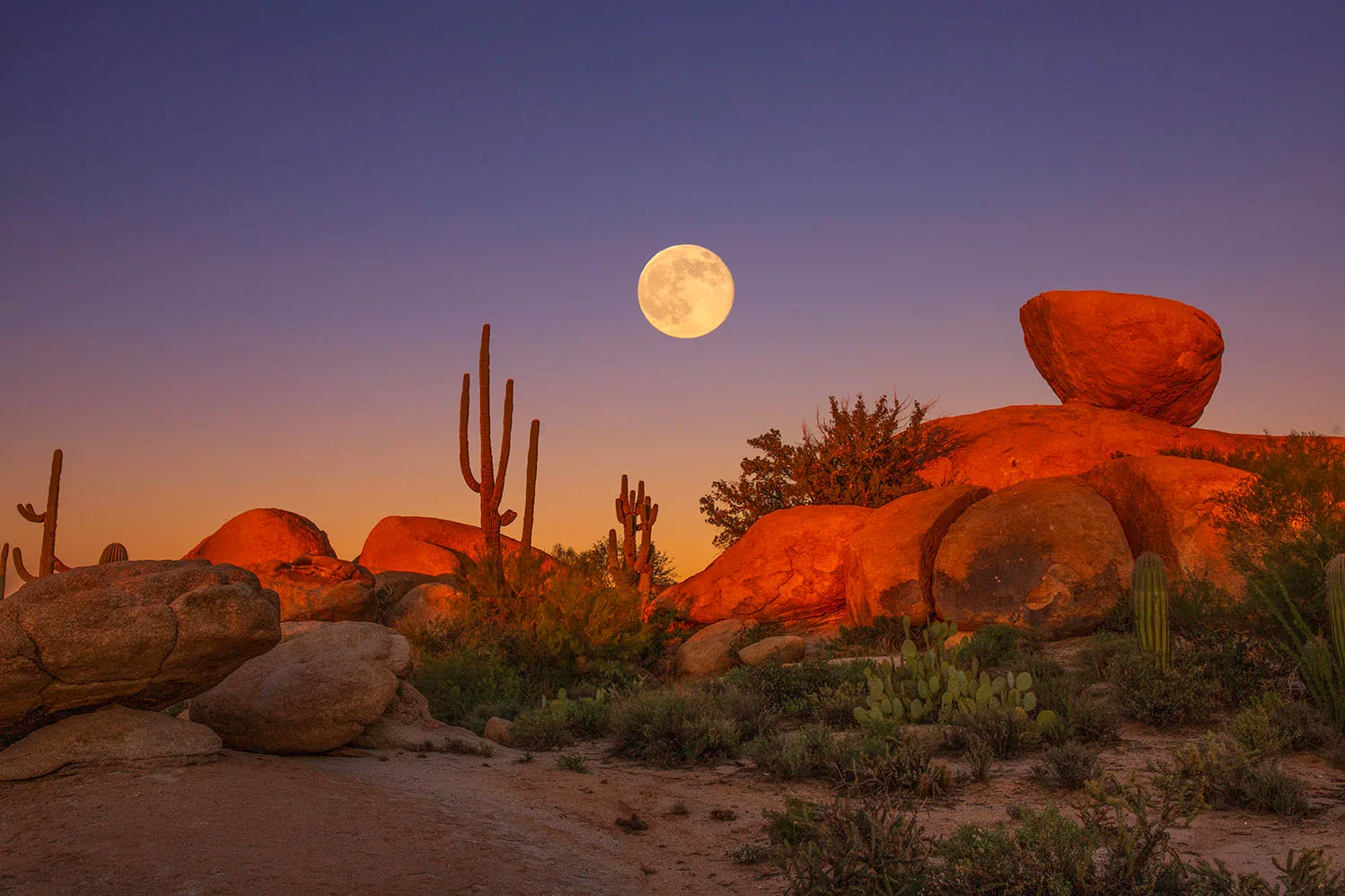 MMN (40) Moon at the Boulders Florence Arizona by Michael Joseph Baca, Casa de Baca Studios, Florence, Arizona