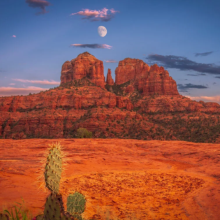 MMN (45) Cathedral Rock Moon Sedona Arizona by Michael Joseph Baca, Casa de Baca Studios, Florence, Arizona