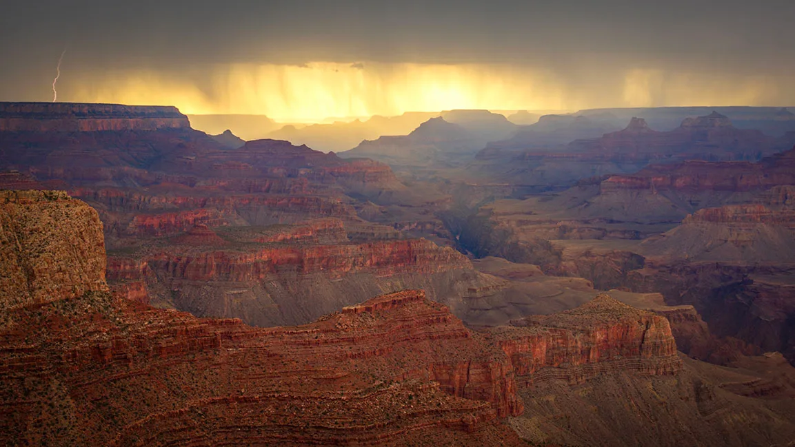 MST (73) Monsoon Storm over the Grand Canyon, lightning by Michael Joseph Baca, Casa de Baca Studios, Florence, Arizona
