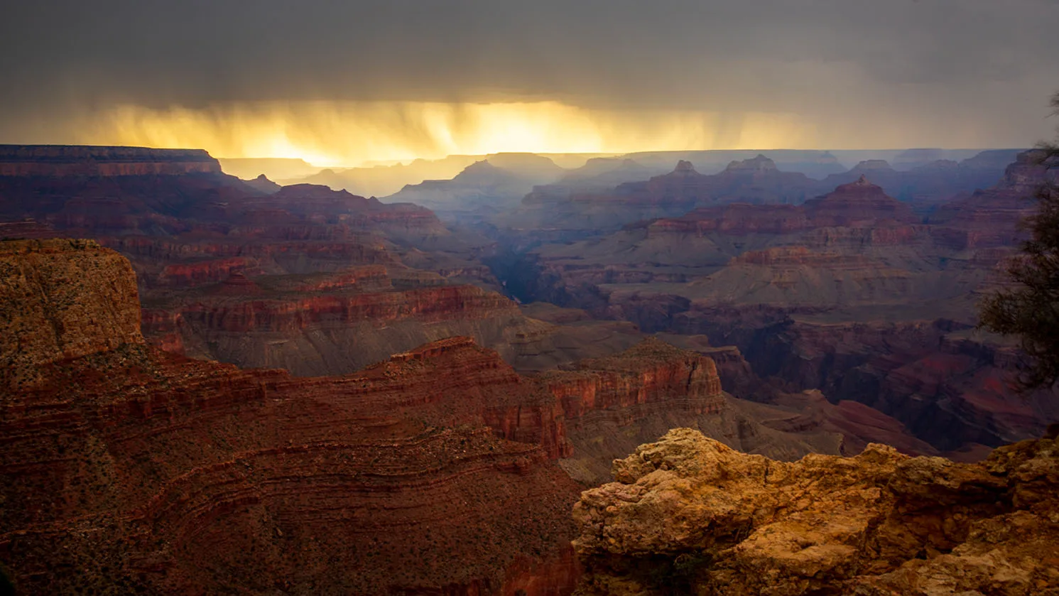 MST (74) Monsoon Storm Over Grand Canyon, lightning by Michael Joseph Baca, Casa de Baca Studios, Florence, Arizona