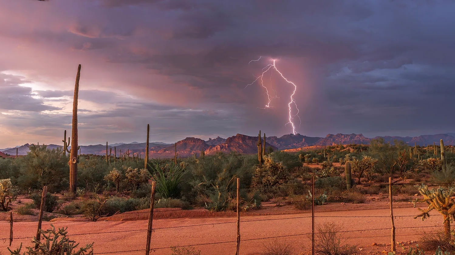 MST (75) Buttes Lightning Florence Arizona by Michael Joseph Baca, Casa de Baca Studios, Florence, Arizona