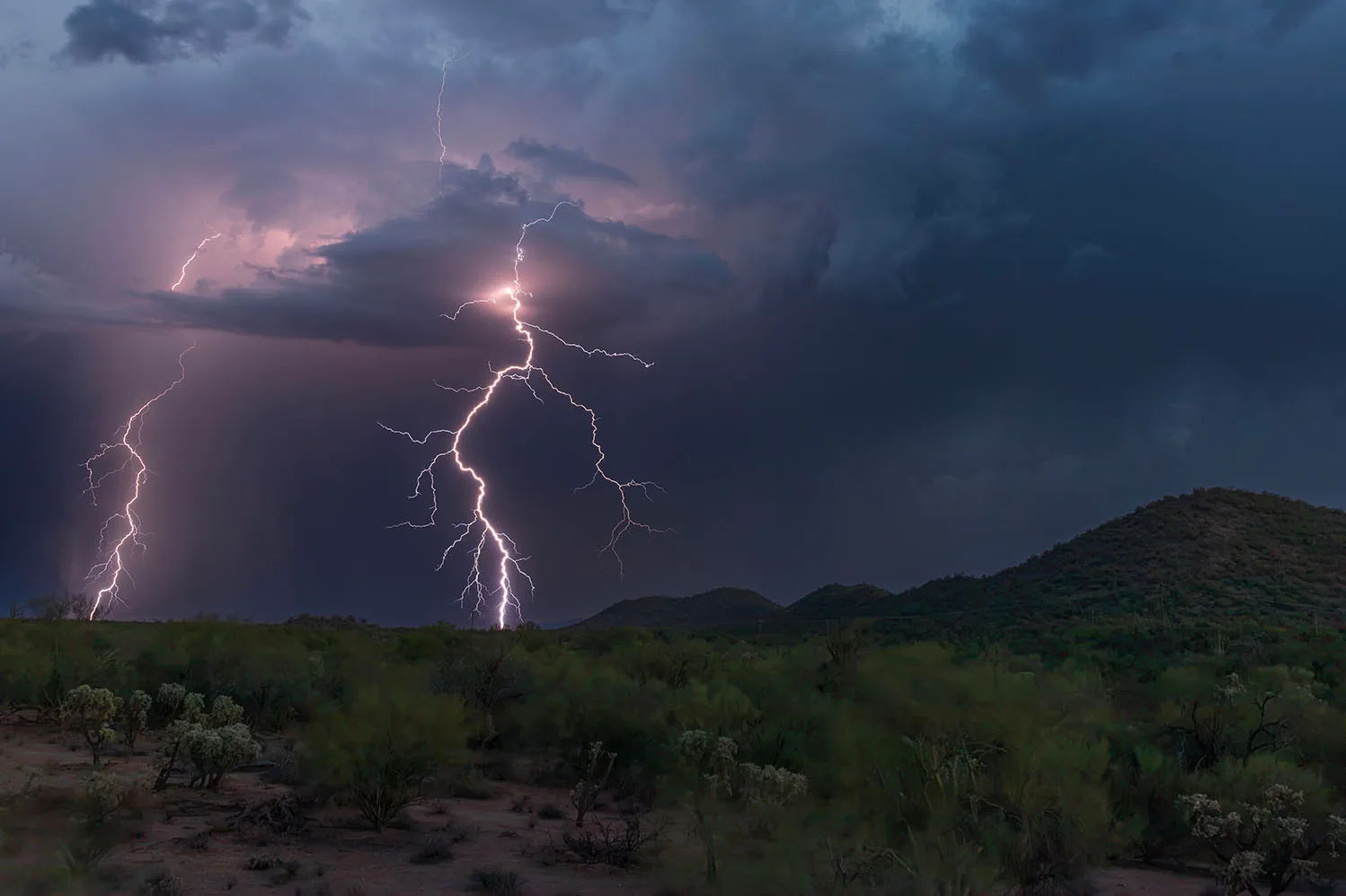 MST (80) Lightning off Highway 79 south of Florence by Michael Joseph Baca, Casa de Baca Studios, Florence, Arizona