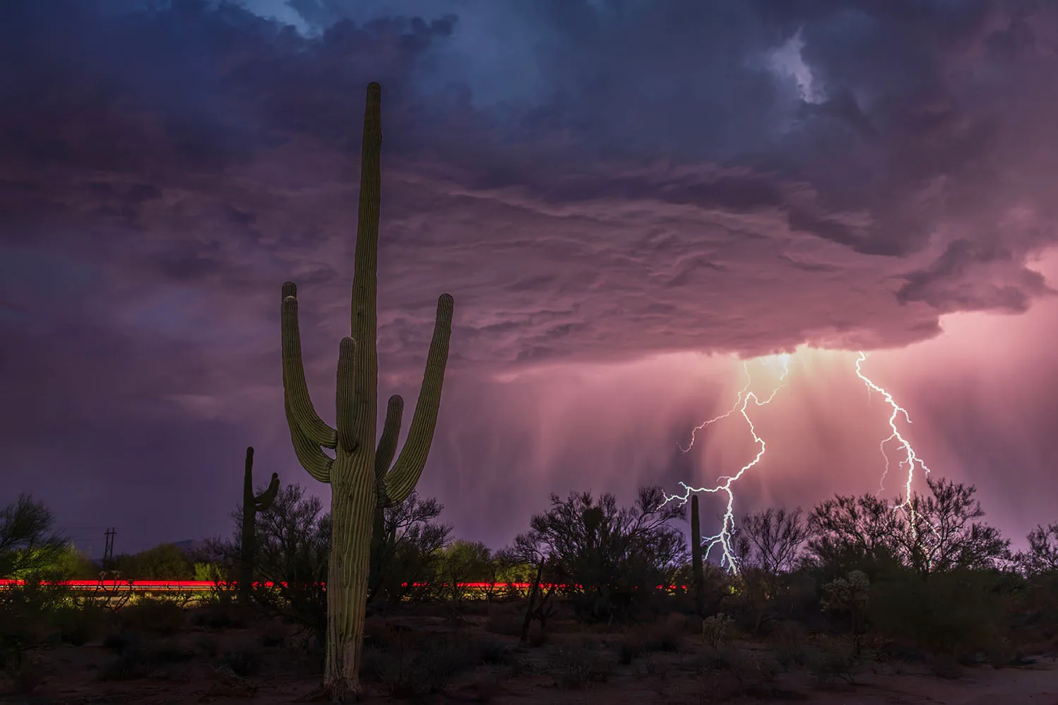 MST (81) Lightning off Highway 79 south of Florence by Michael Joseph Baca, Casa de Baca Studios, Florence, Arizona