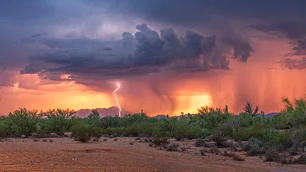 MST (82) Tucson Monsoon, lightning by Michael Joseph Baca, Casa de Baca Studios, Florence, Arizona