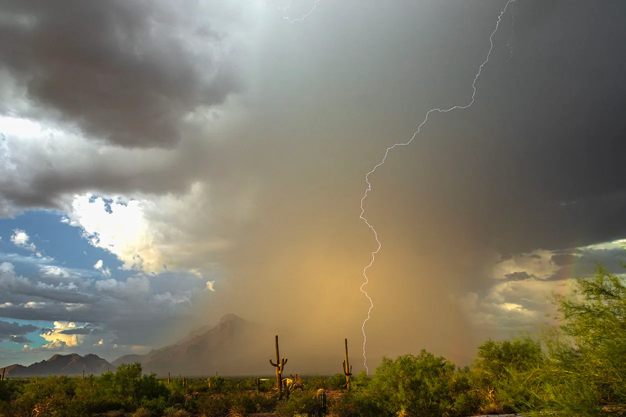 MST (84) Picacho Peak State Park, lightning by Michael Joseph Baca, Casa de Baca Studios, Florence, Arizona