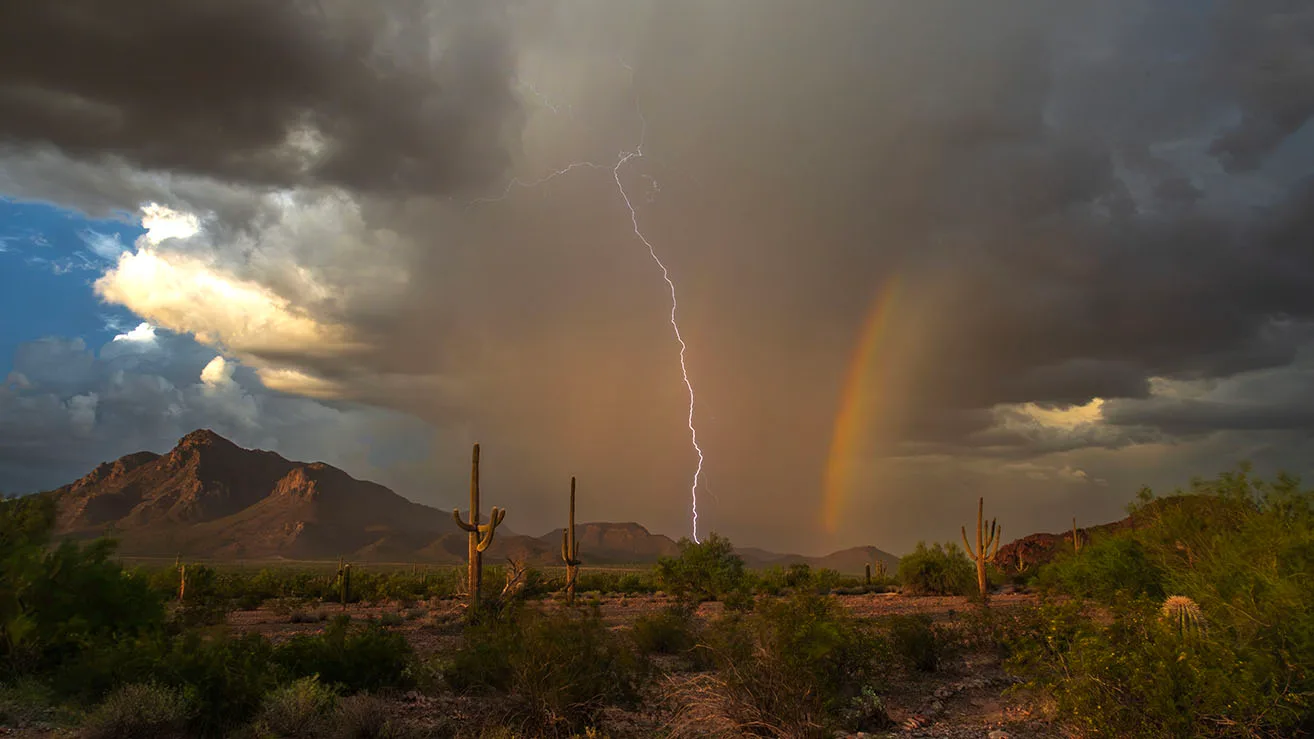 MST (85) Picacho Peak State Park, lightning by Michael Joseph Baca, Casa de Baca Studios, Florence, Arizona