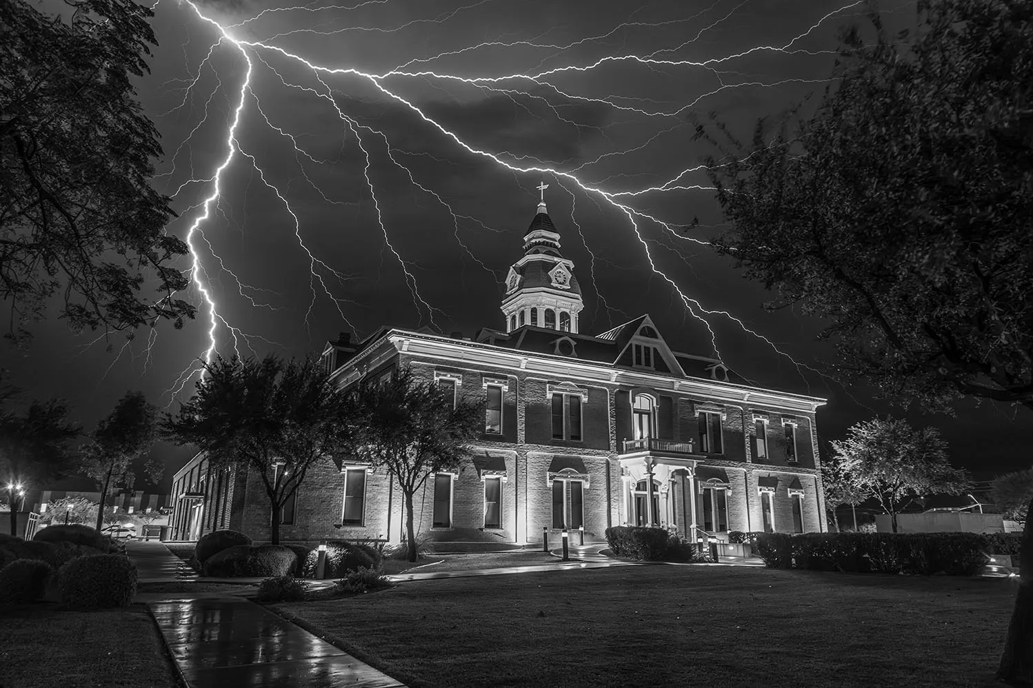 MST (86) 1891 Pinal County Courthouse Florence Arizona, lightning by Michael Joseph Baca