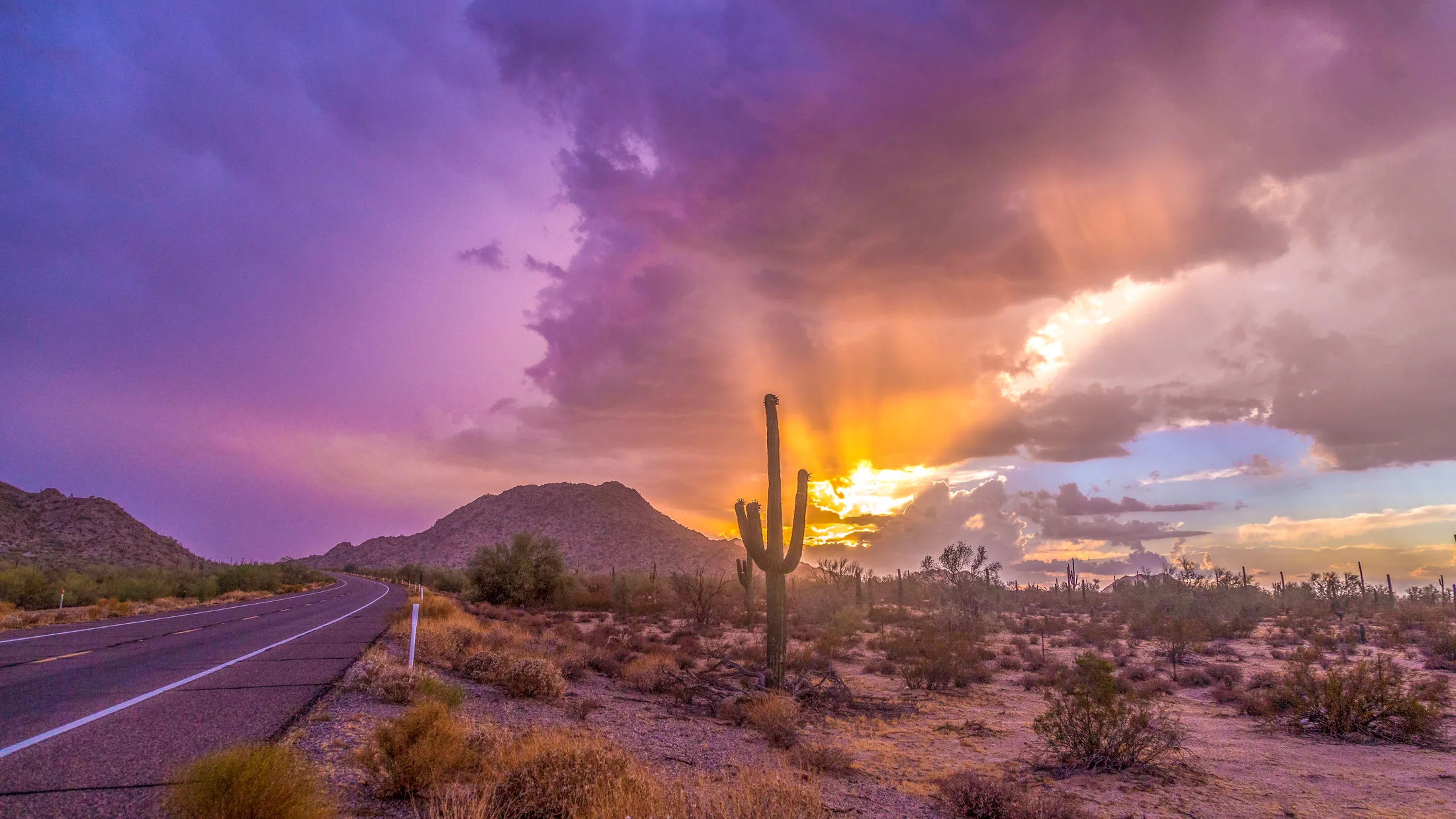 Near Casa Grande AZ, sunset and sunrise, a fine art photograph by Michael Joseph Baca