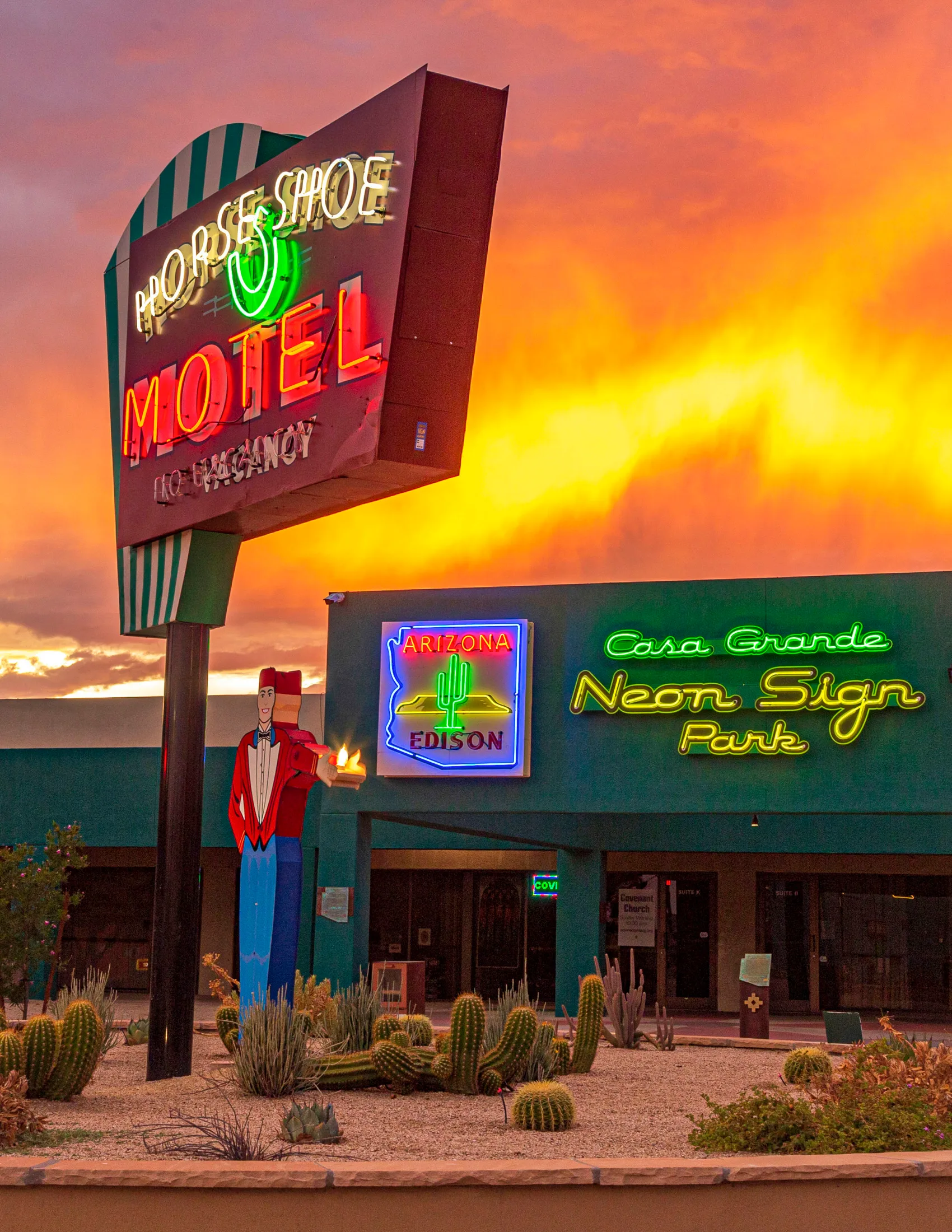 Neon Sign Park Casa Grande AZ, a fine art photograph by Michael Joseph Baca, Casa de Baca Studios, Florence, Arizona
