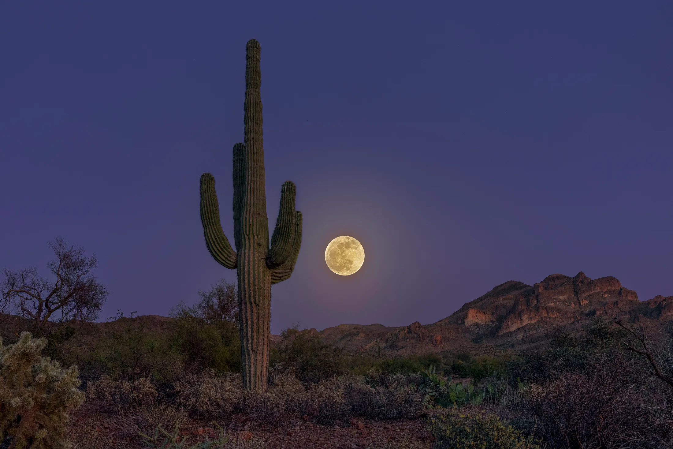 Peralta AZ, moon, a fine art photograph by Michael Joseph Baca, Casa de Baca Studios, Florence, Arizona