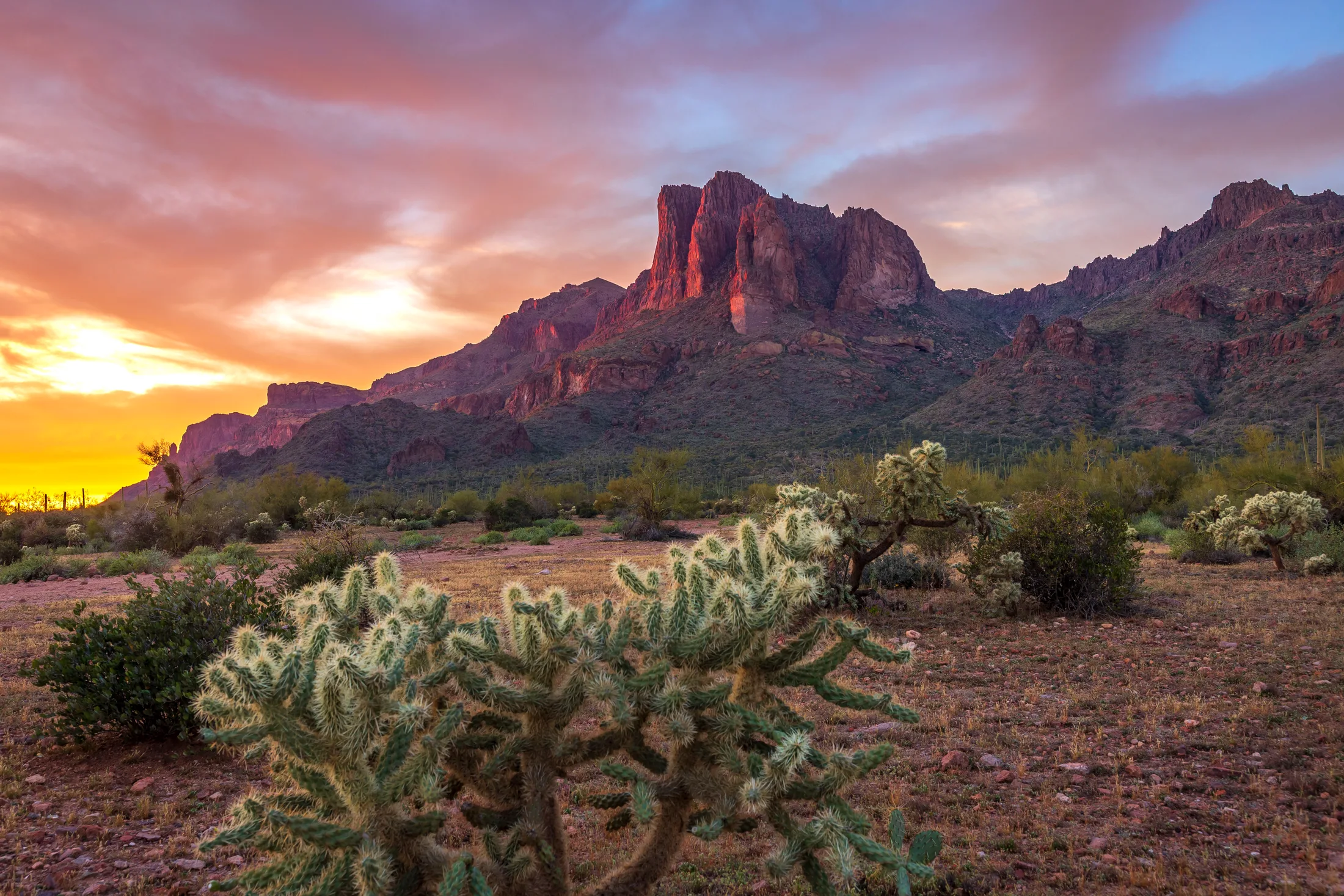Peralta Superstition Wilderness Arizona, sunset and sunrise, a fine art photograph by Michael Joseph Baca