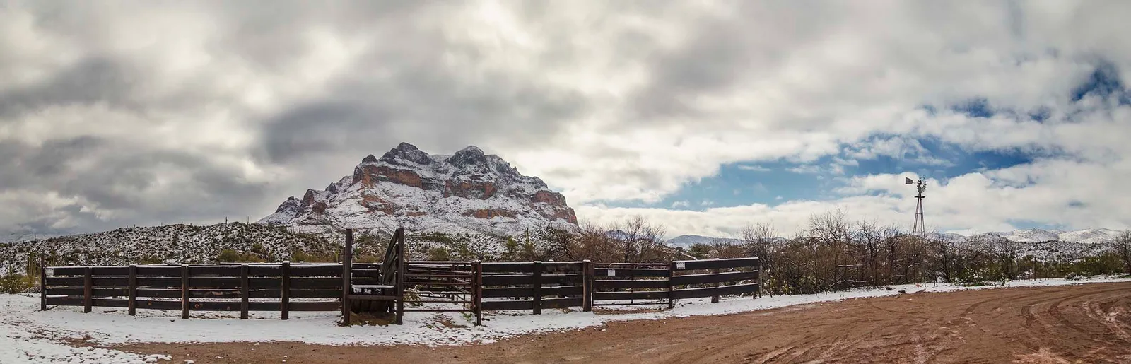 Picket Post Snow Superior AZ, a fine art photograph by Janell Evelyn Baca, Casa de Baca Studios, Florence, Arizona