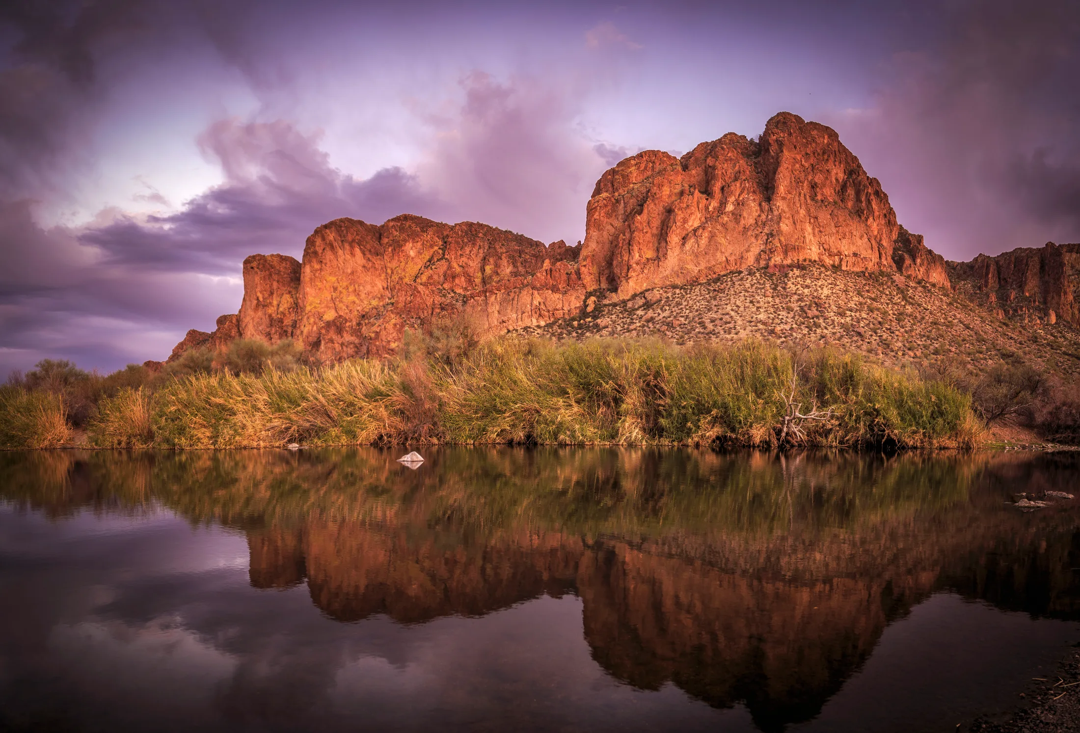 Salt River AZ, sunset and sunrise, a fine art photograph by Michael Joseph Baca, Casa de Baca Studios, Florence, Arizona