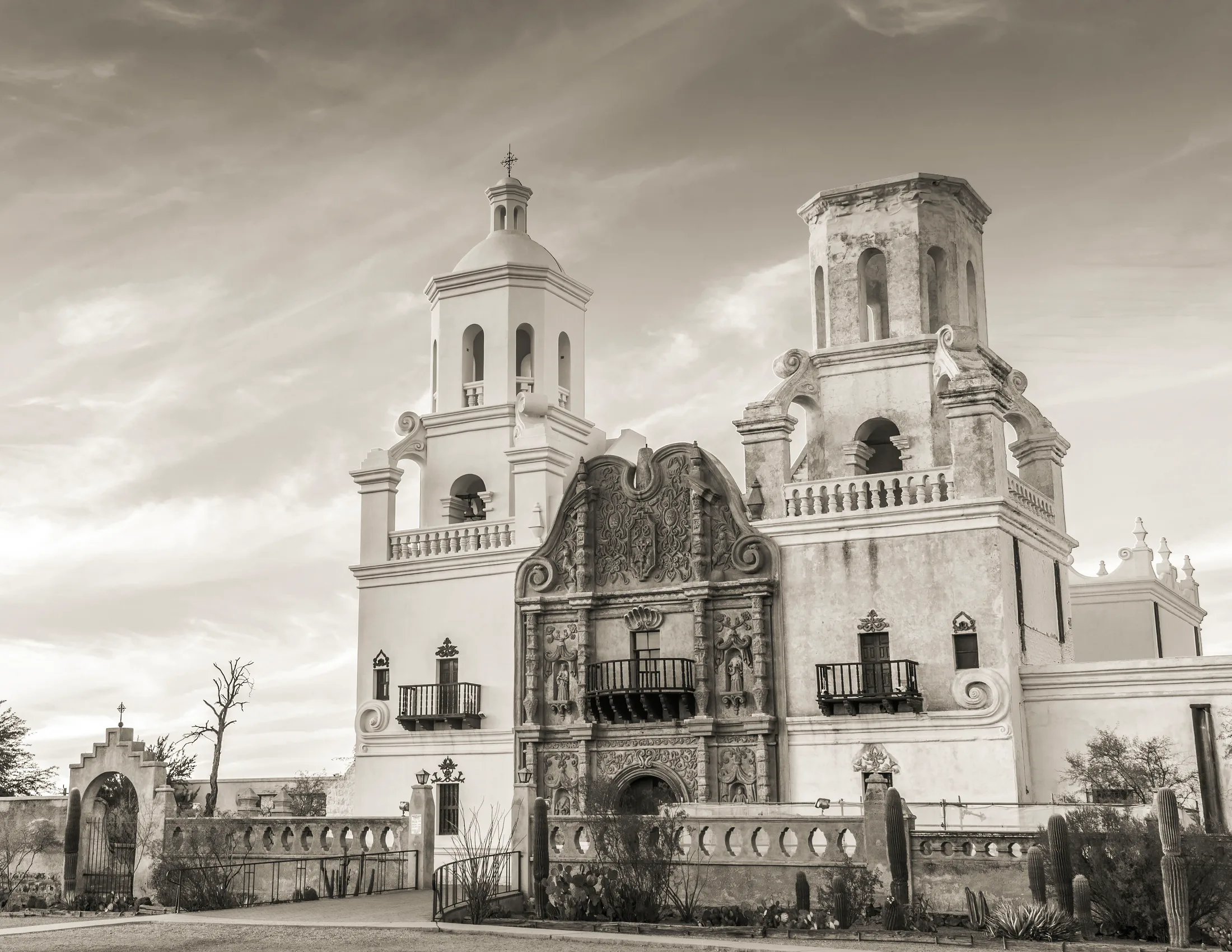 San Xavier del Bac Mission Tucson AZ, architecture, a fine art photograph by Michael Joseph Baca