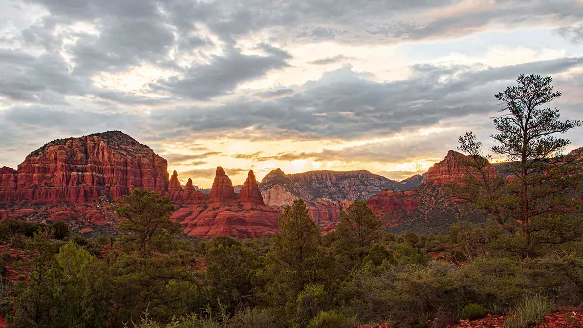 Sandstone Buttes Sedona Sunset, a fine art photograph by Janell Evelyn Baca, Casa de Baca Studios, Florence, Arizona
