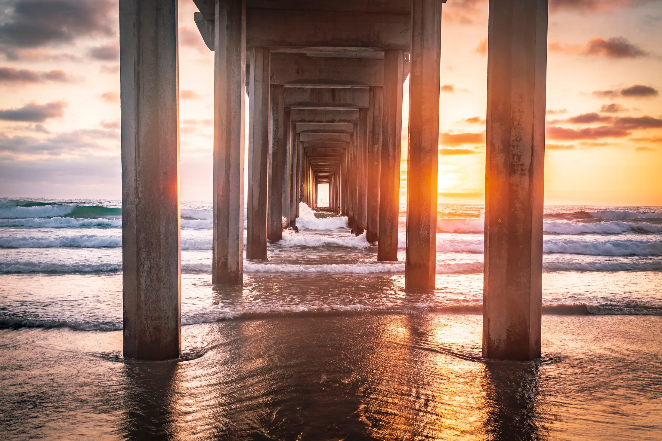Scripps Pier La Jolla CA, ocean and lake and river and pier, a fine art photograph by Michael Joseph Baca