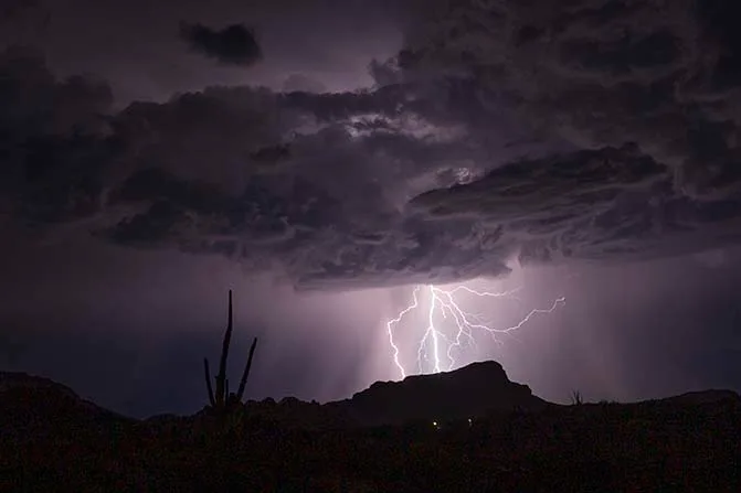 South Butte lightning, a fine art photograph by Janell Evelyn Baca, Casa de Baca Studios, Florence, Arizona