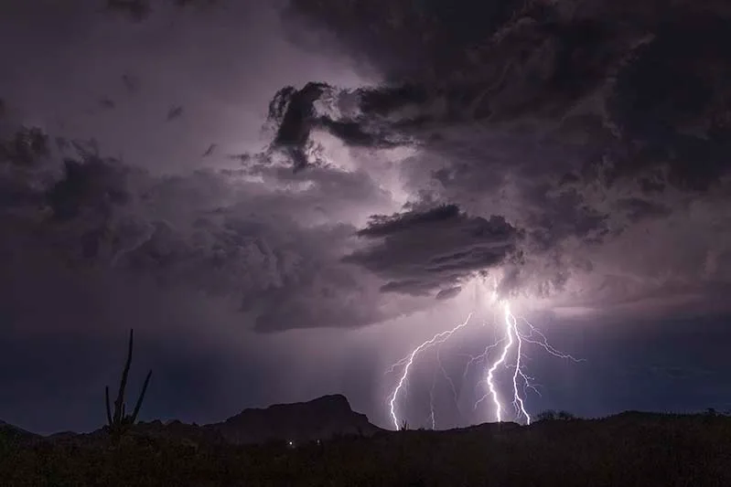 South Butte Walking Lightning, a fine art photograph by Janell Evelyn Baca, Casa de Baca Studios, Florence, Arizona