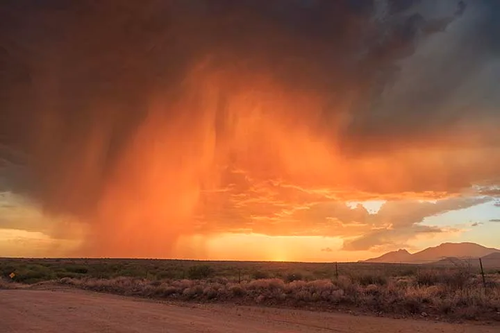 Stormy Sunset near Fort Bowie Willcox AZ, a fine art photograph by Janell Evelyn Baca