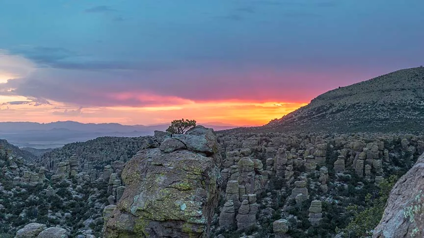 Sunset at Chiricahua National Monument, a fine art photograph by Janell Evelyn Baca, Casa de Baca Studios, Florence, Arizona