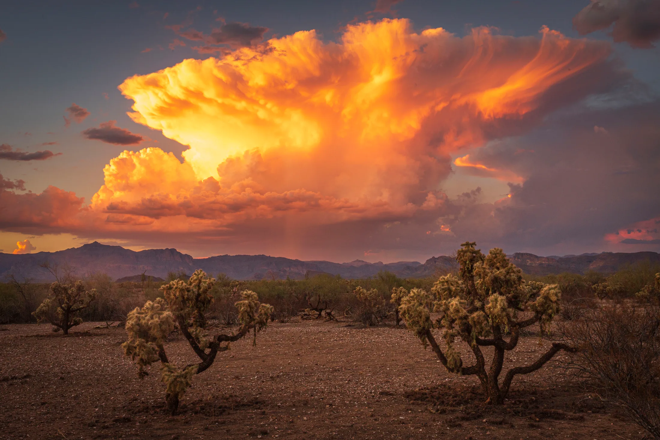 Sunset of the Superstitions near Peralta, a fine art photograph by Michael Joseph Baca